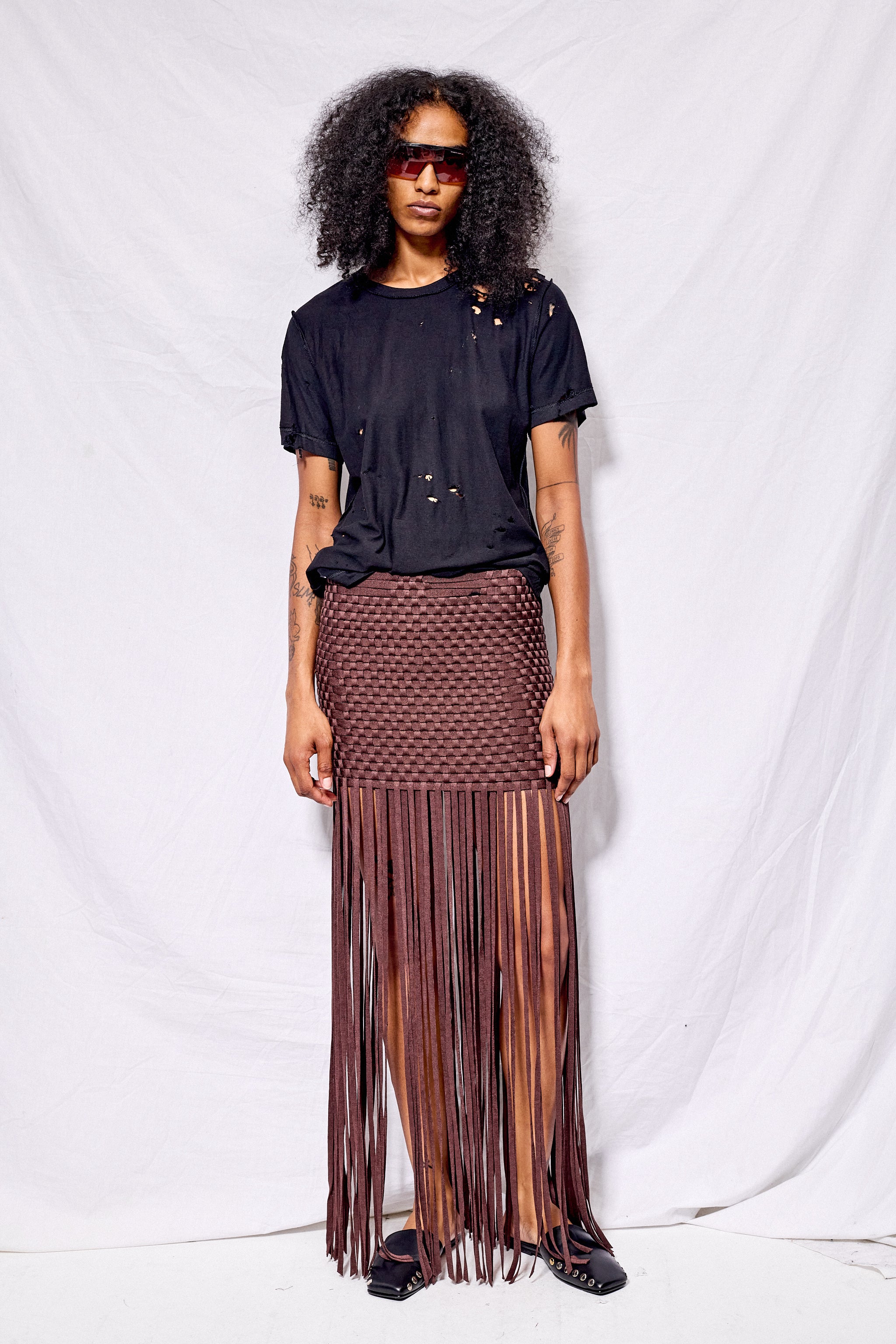 Chocolate Flowline Woven Skirt