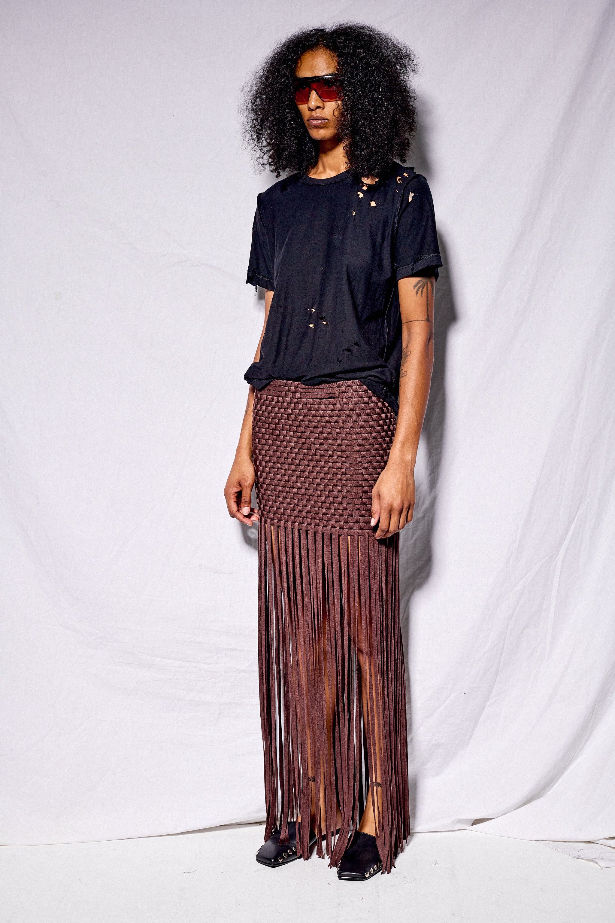 Chocolate Flowline Woven Skirt