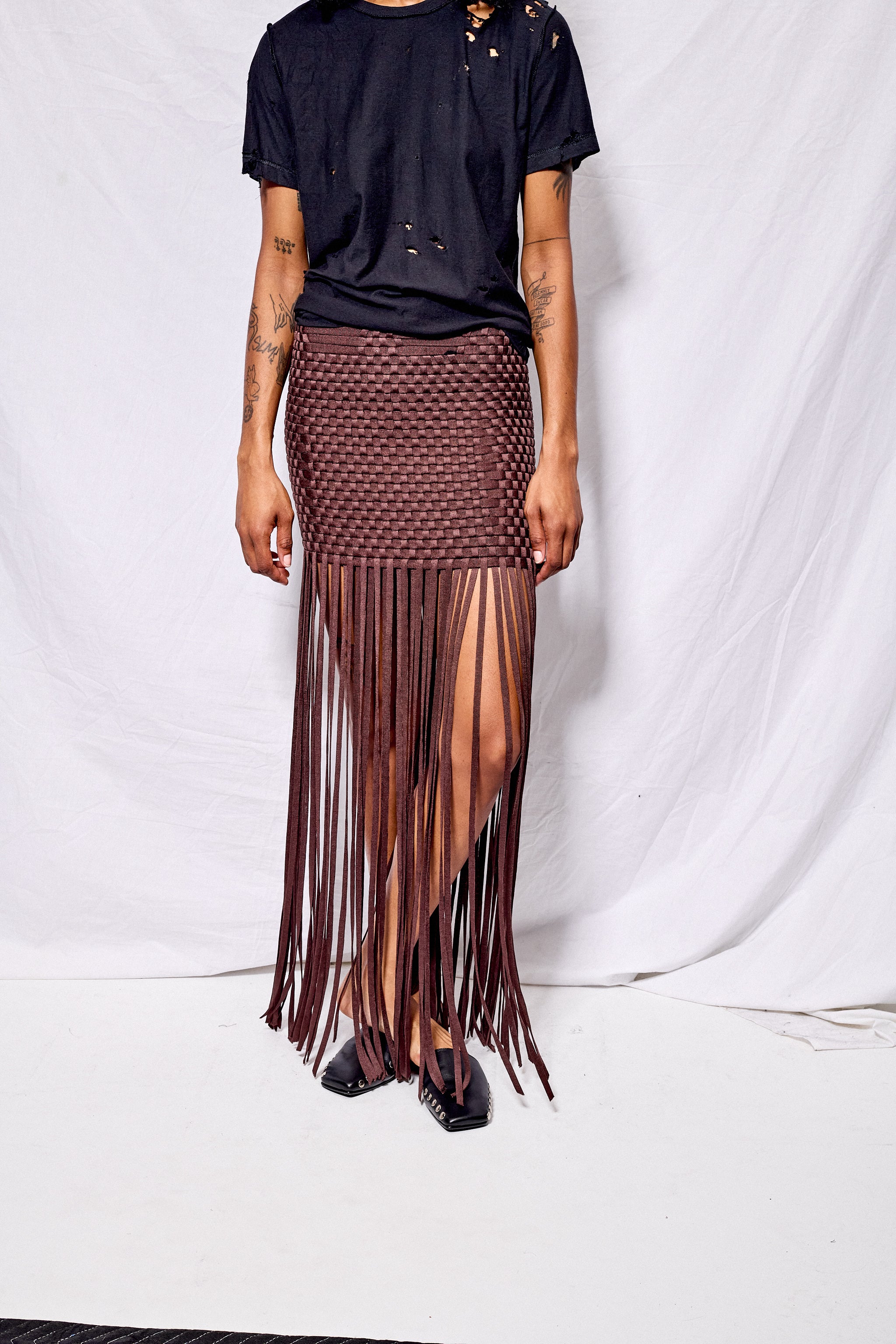 Chocolate Flowline Woven Skirt