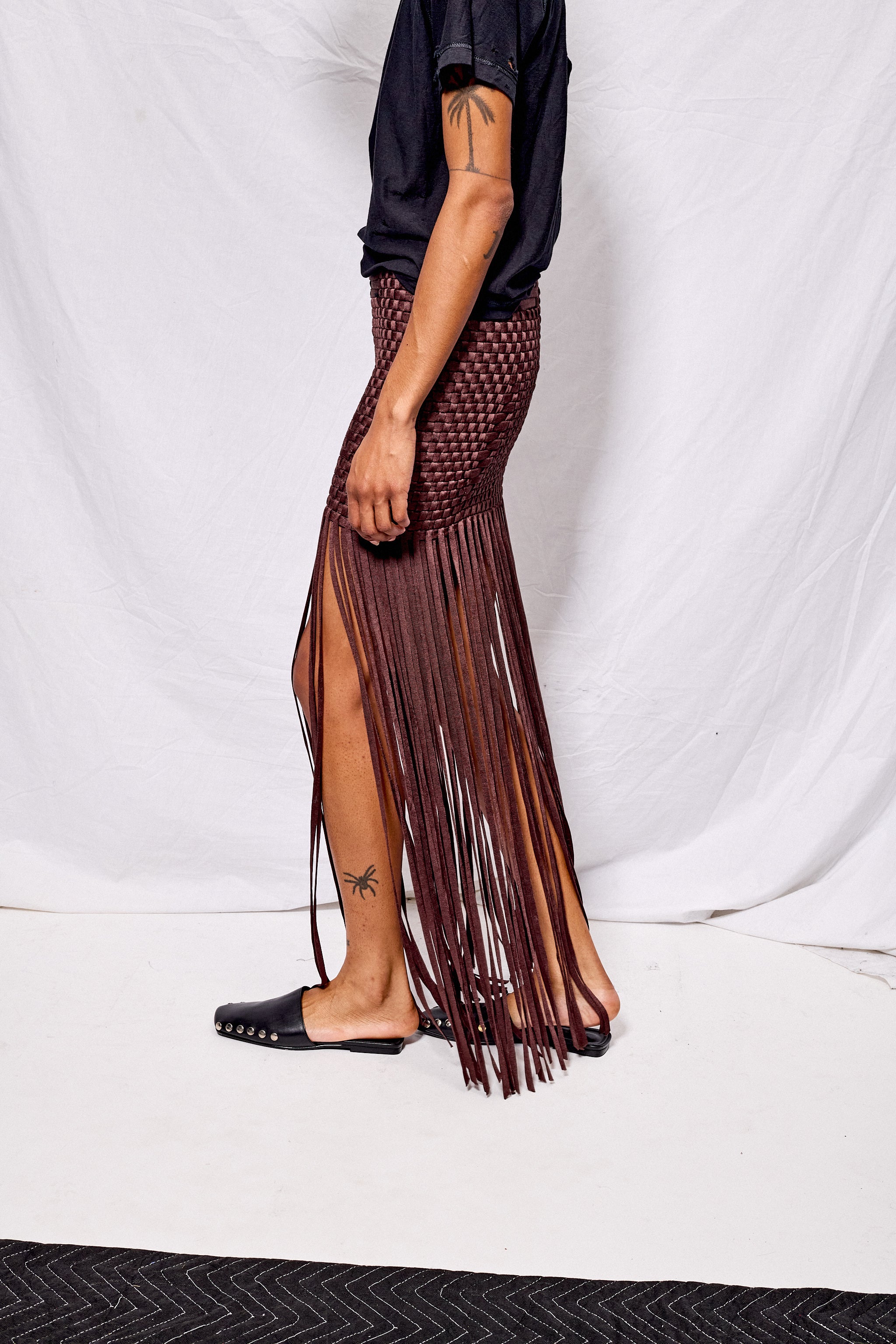 Chocolate Flowline Woven Skirt