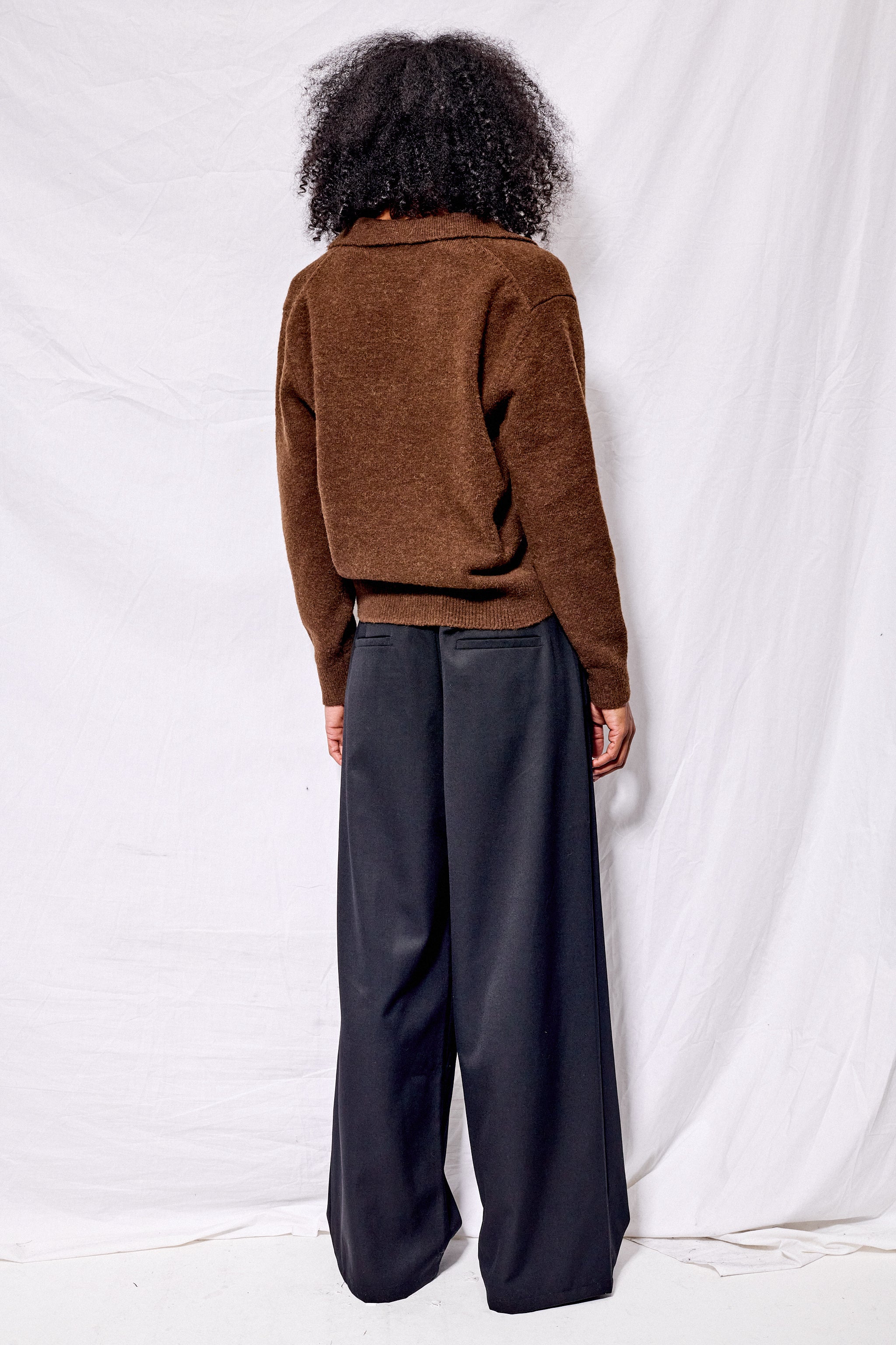 Dark Brown Unisex Open Collared Sweater
