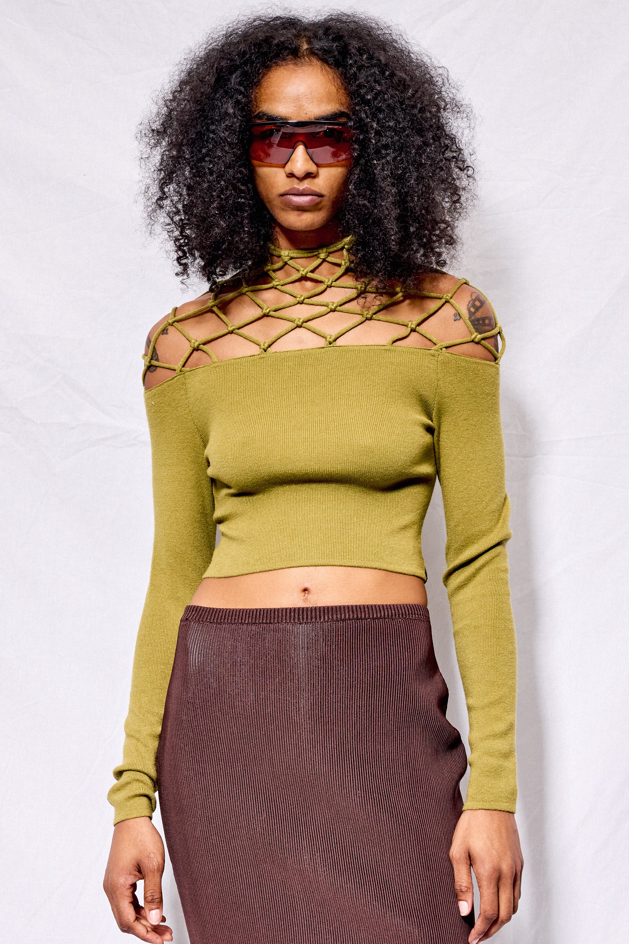 Olive Highline Macramist Top