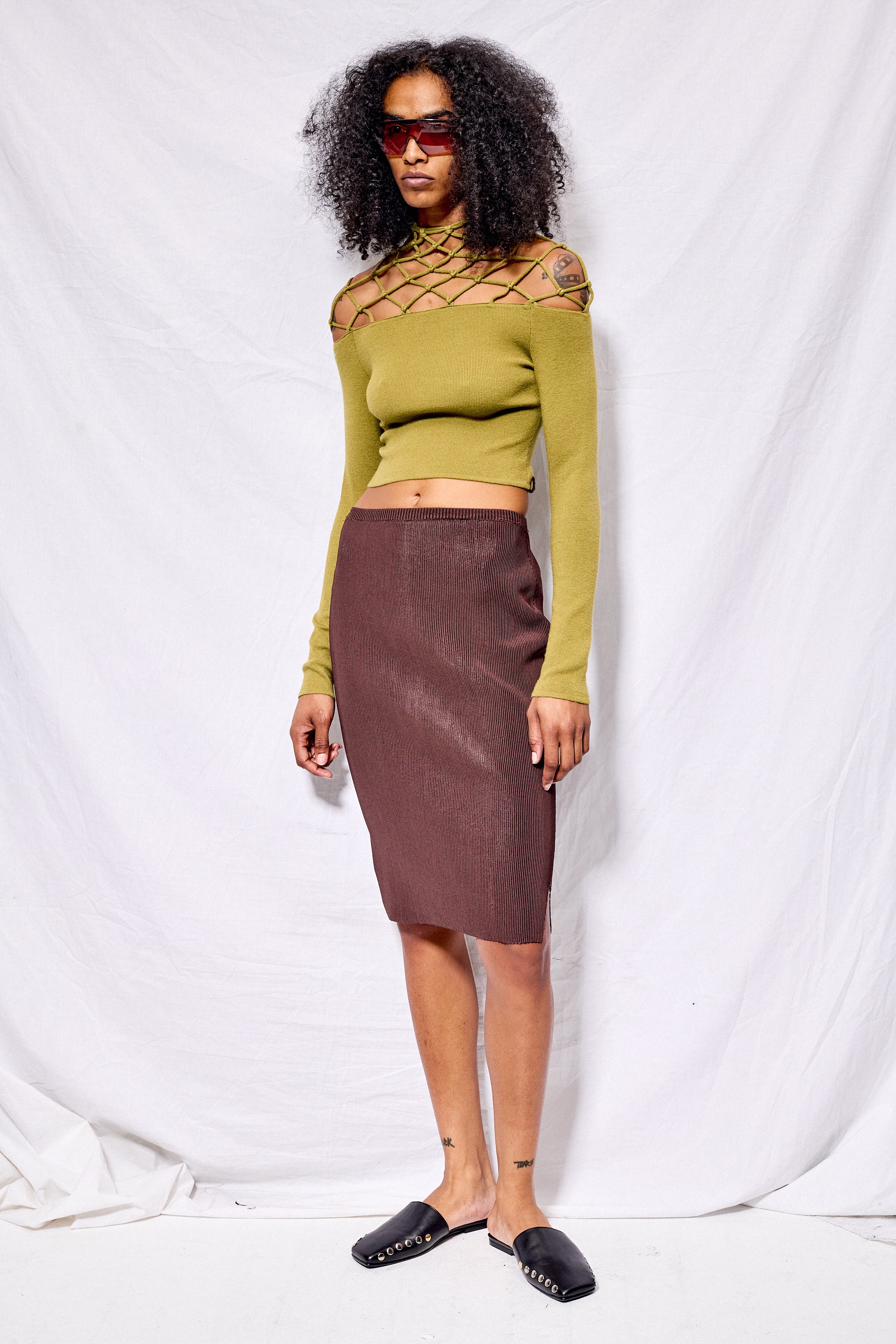Olive Highline Macramist Top