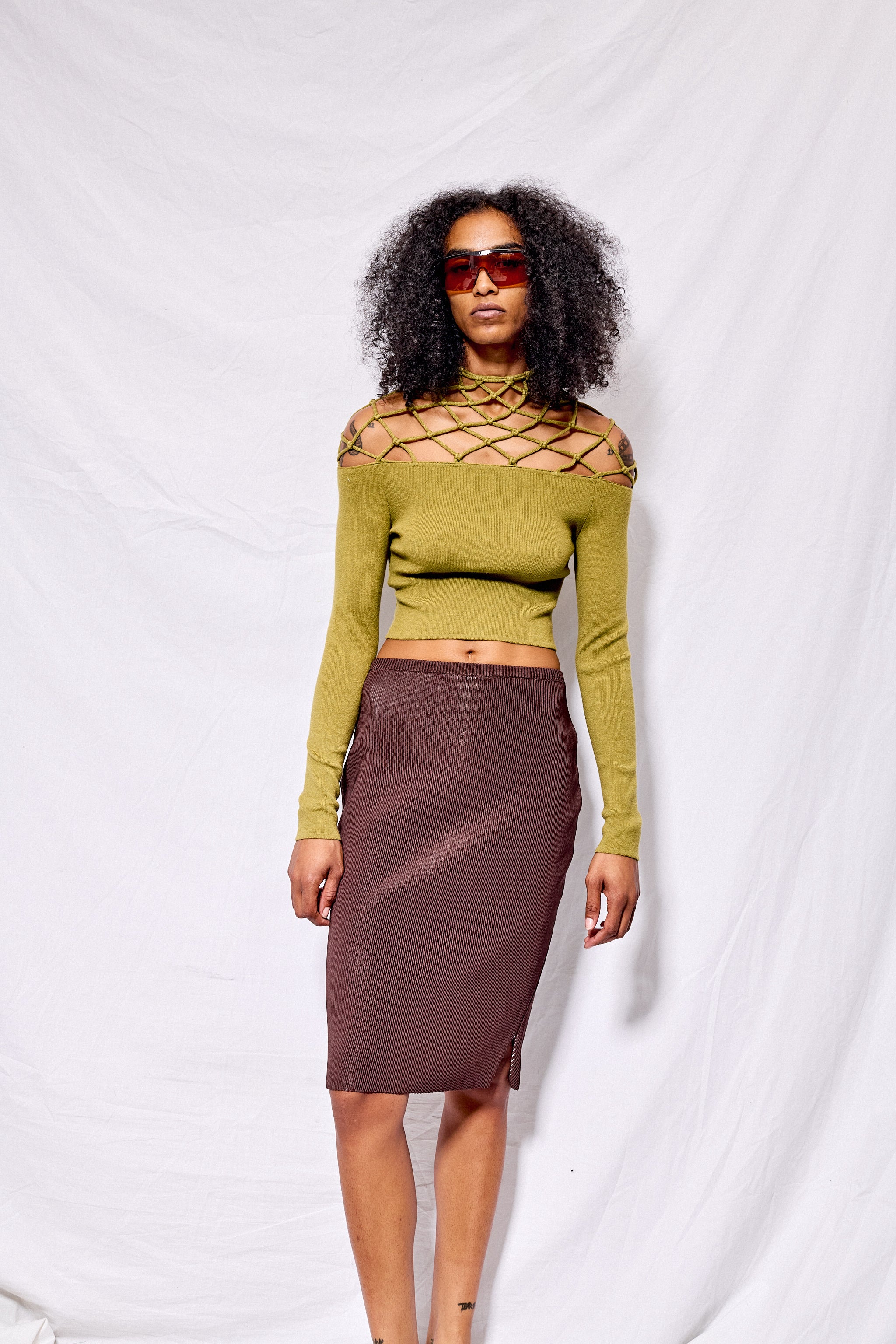 Olive Highline Macramist Top