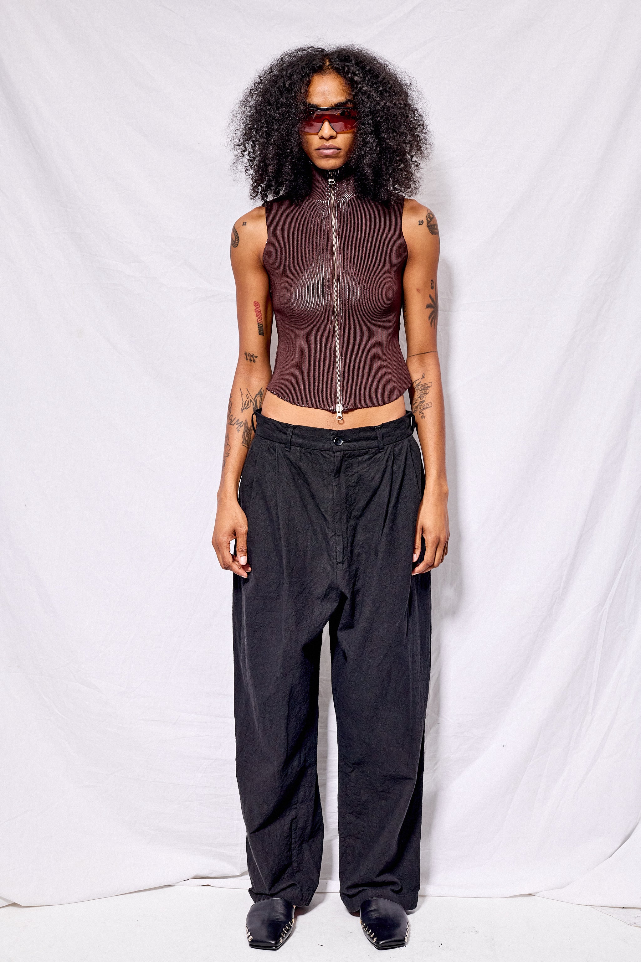 Black Crinkled Trousers
