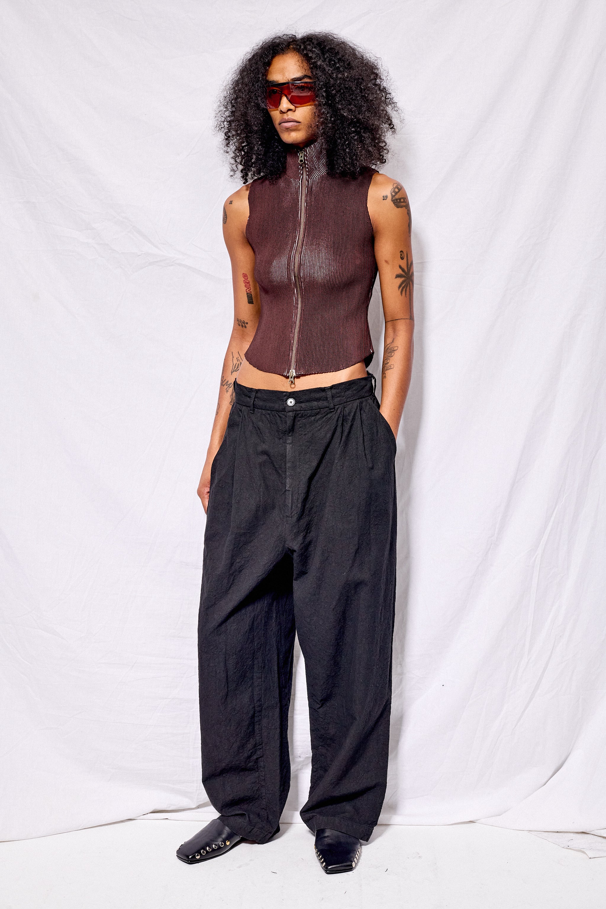 Black Crinkled Trousers