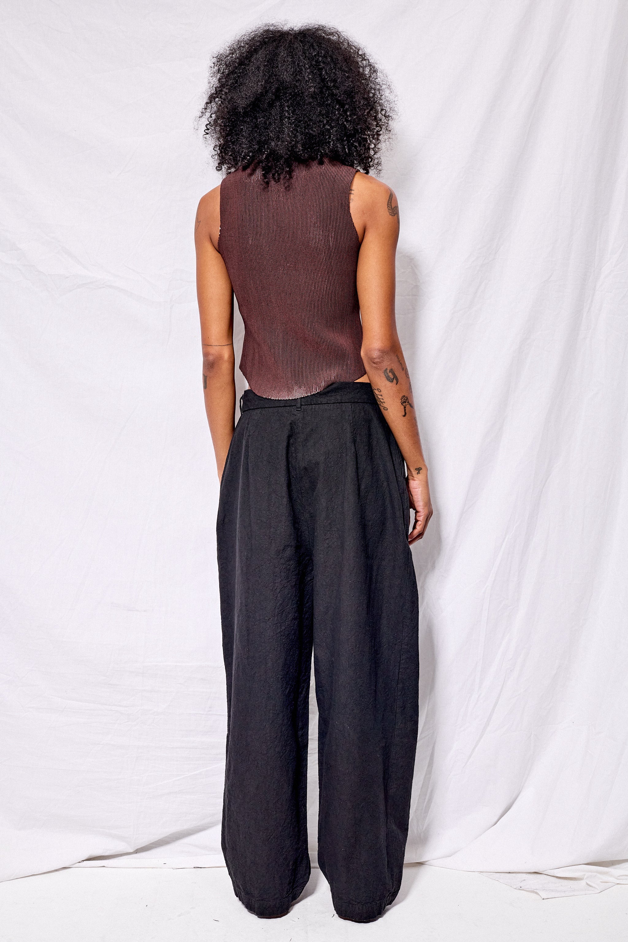 Black Crinkled Trousers