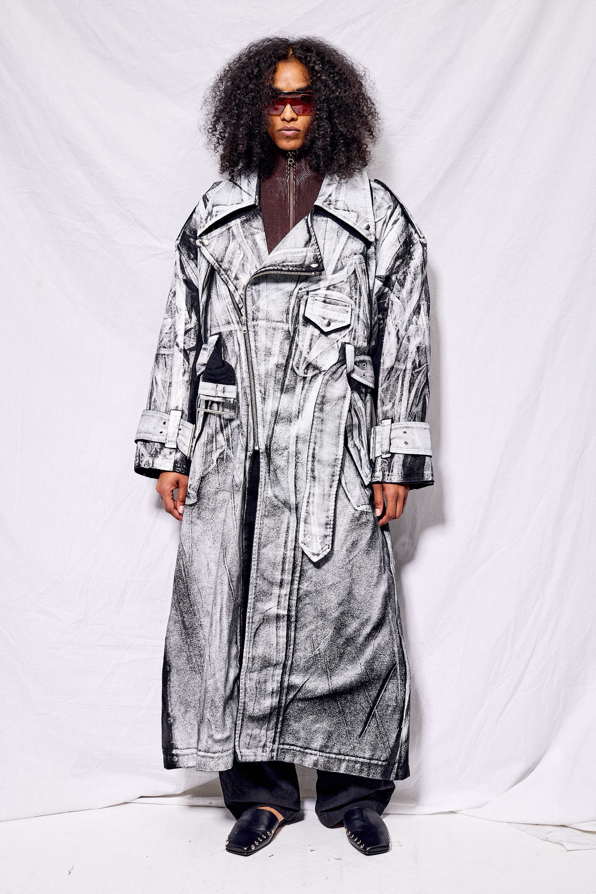 Black/White Painted Workwear Trench