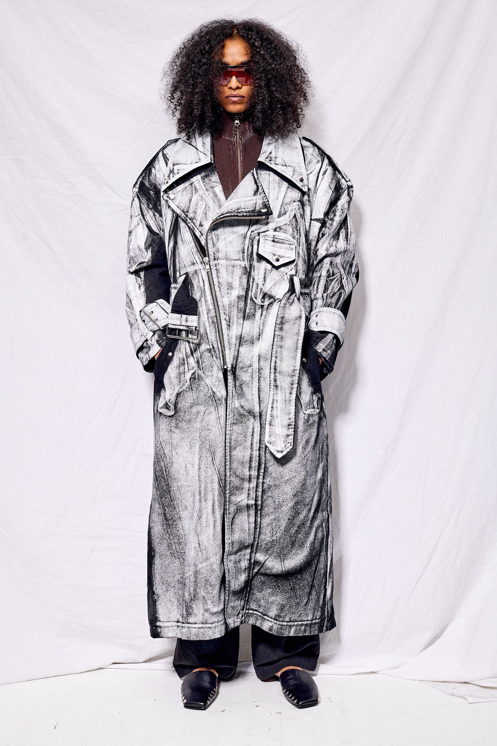 Black/White Painted Workwear Trench