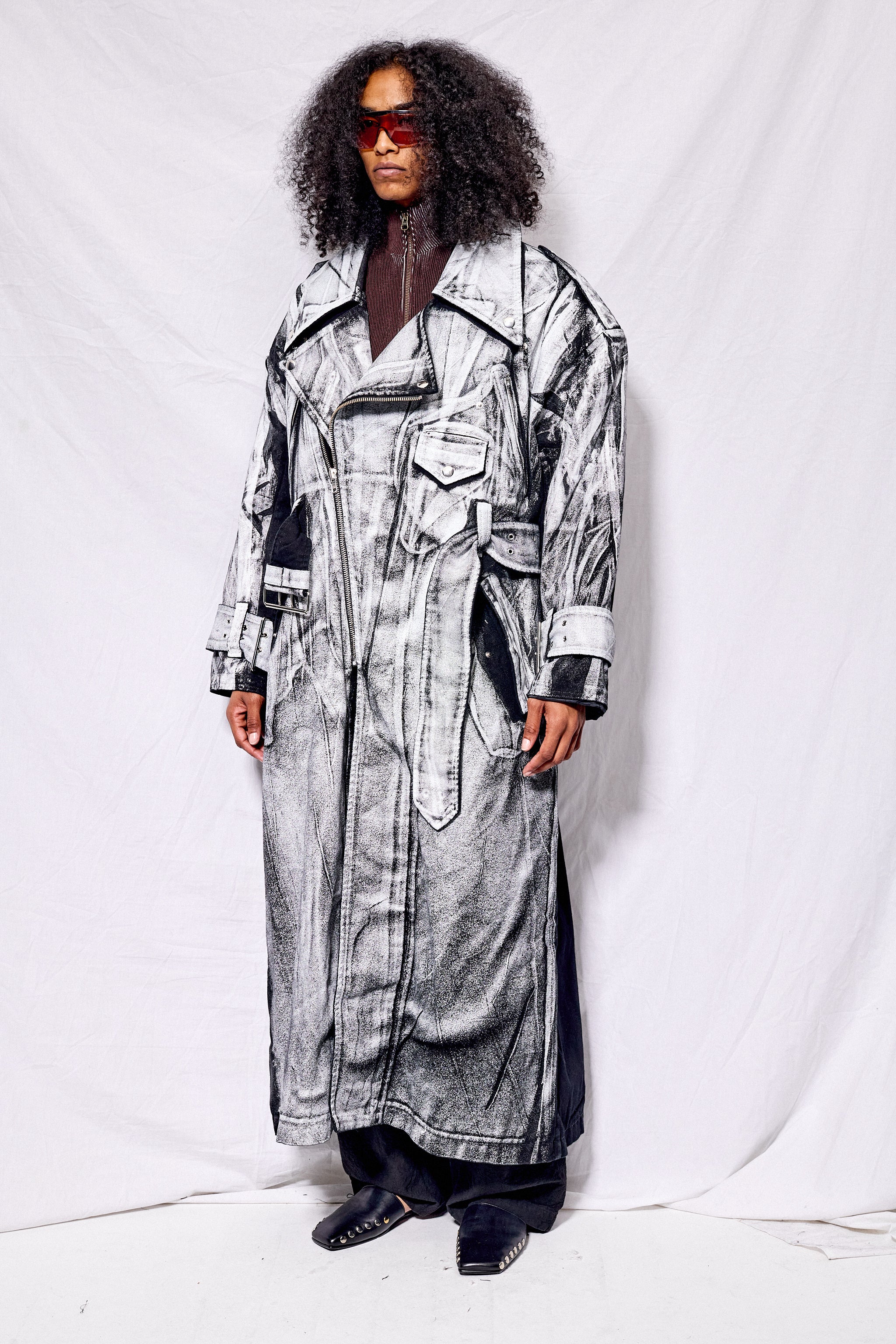 Black/White Painted Workwear Trench
