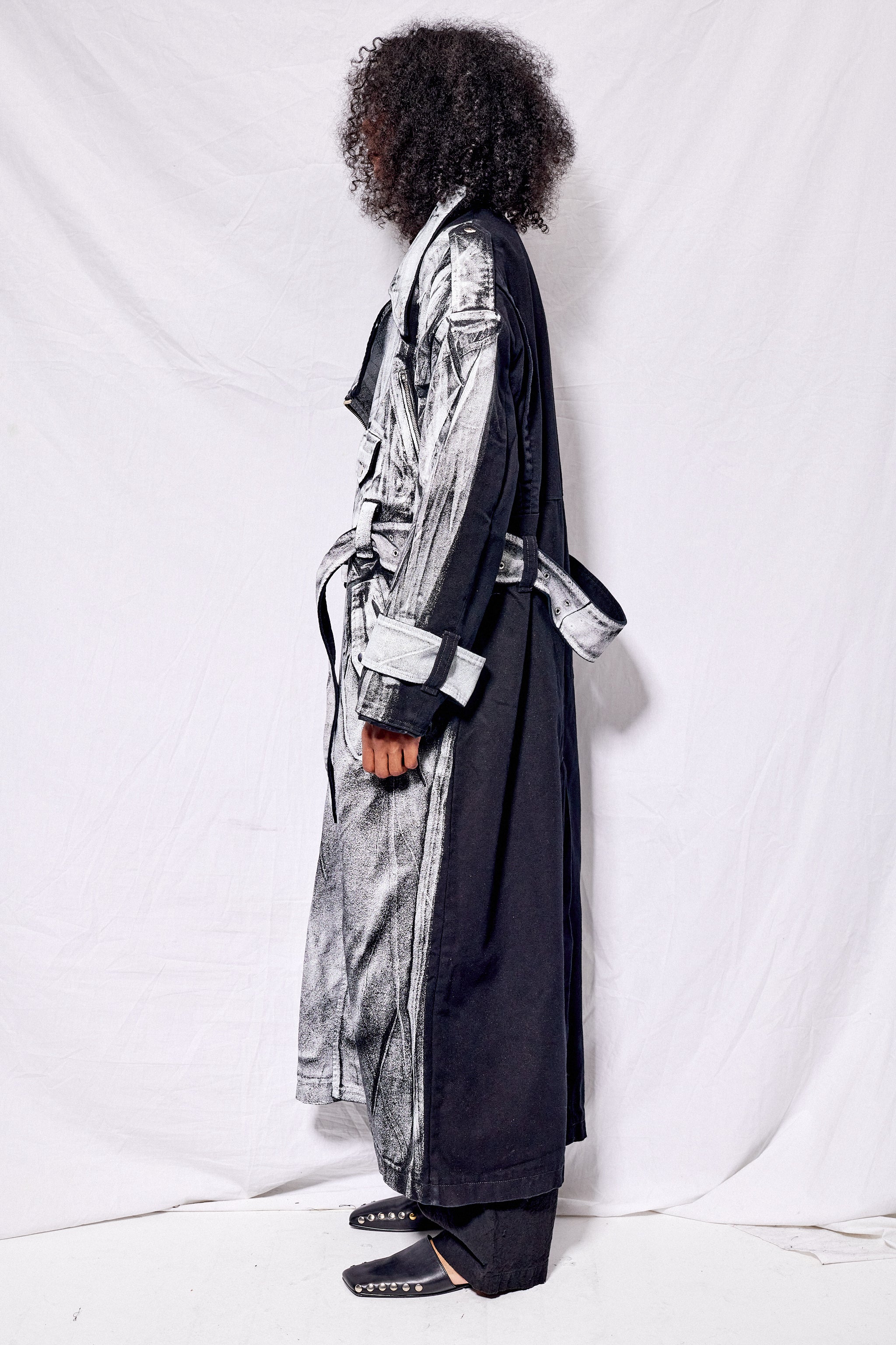 Black/White Painted Workwear Trench