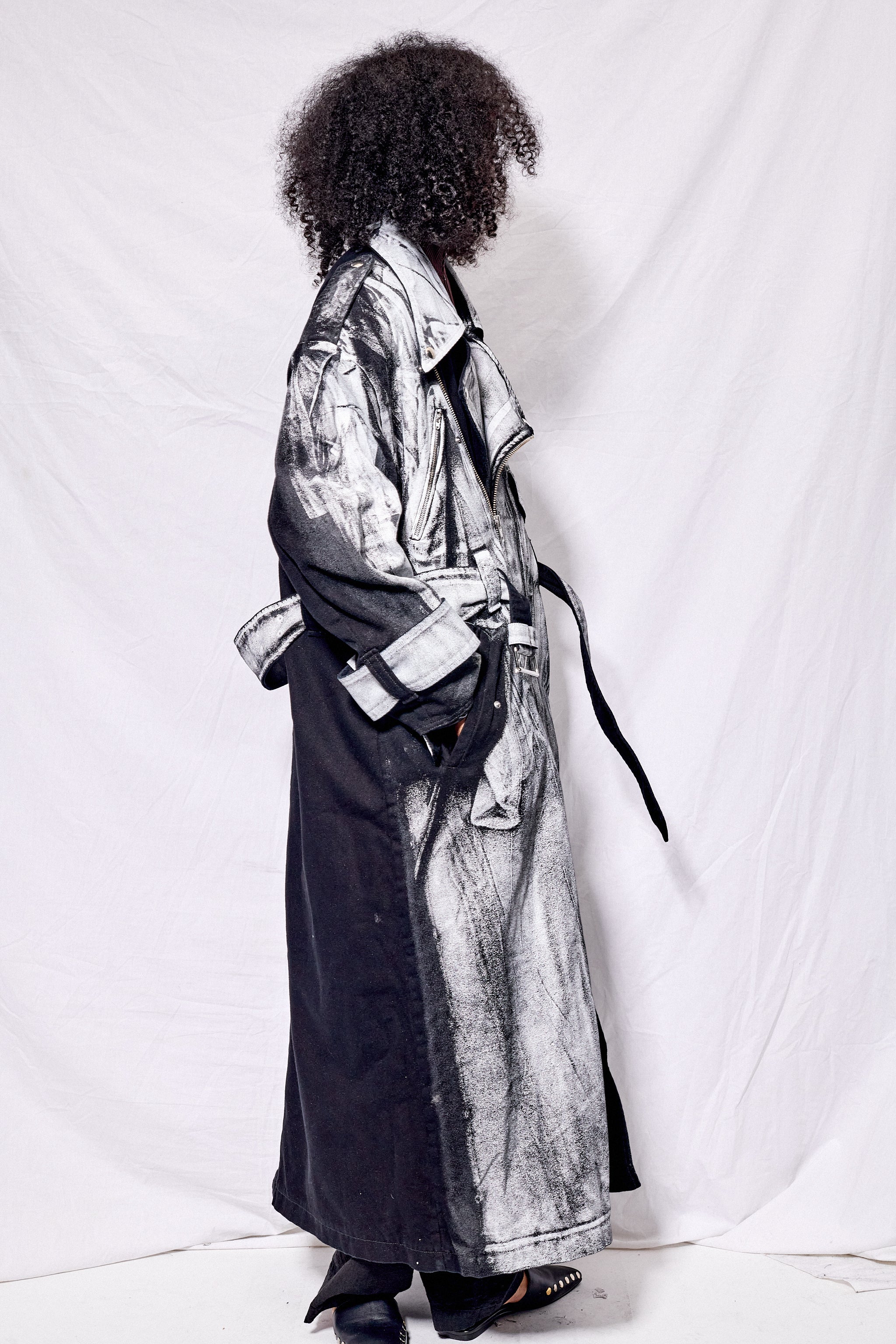 Black/White Painted Workwear Trench