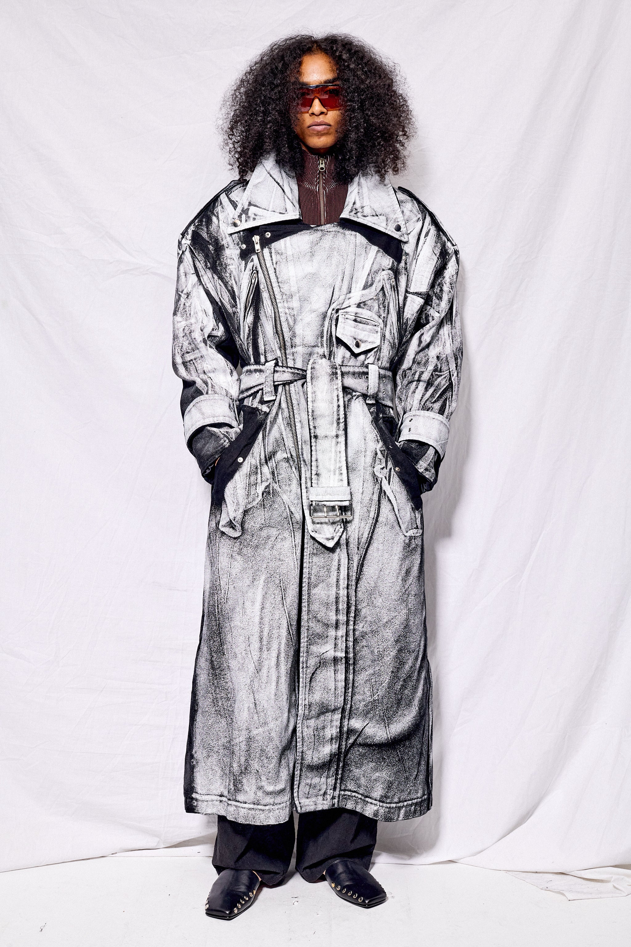 Black/White Painted Workwear Trench