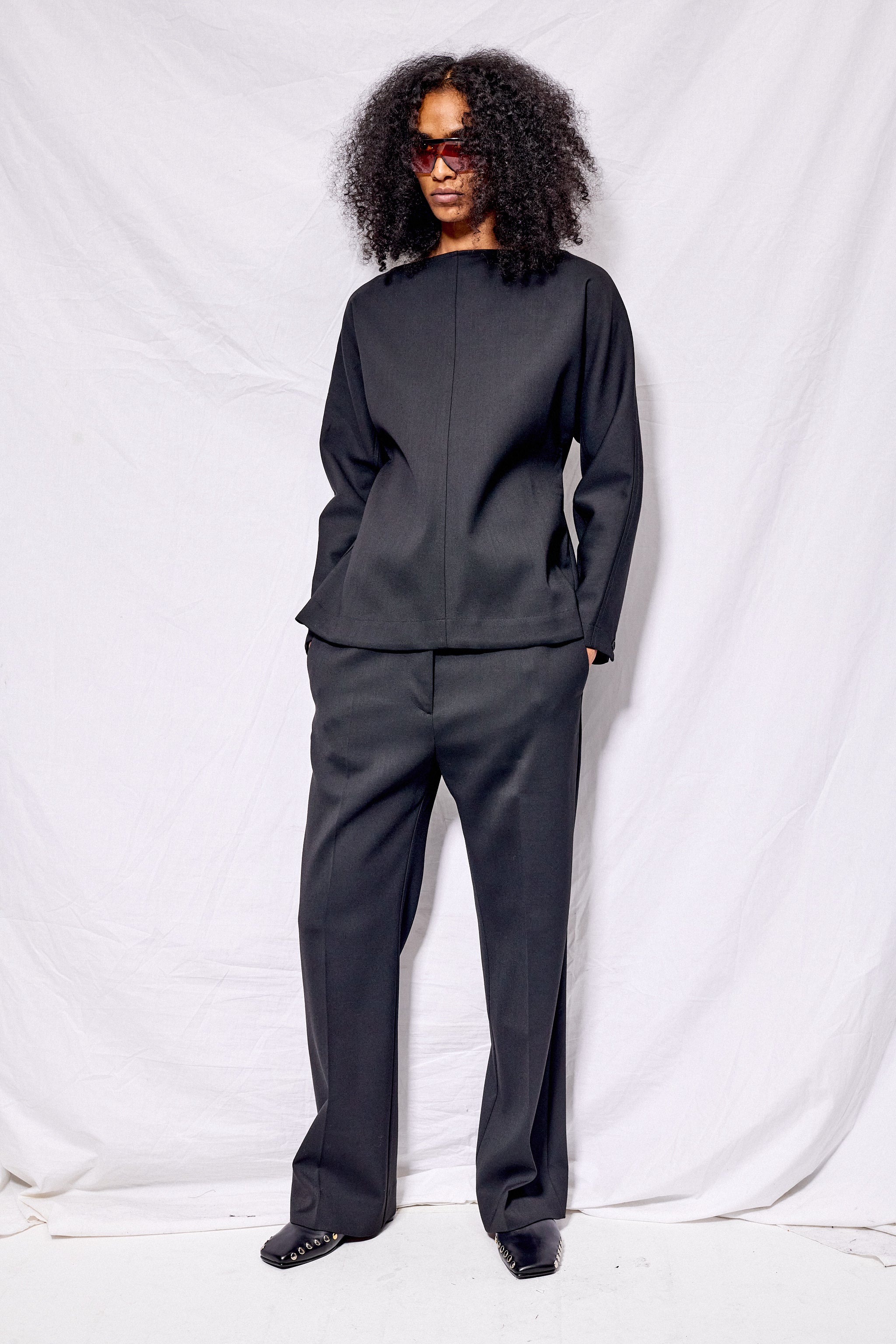 Black Caten Long Sleeve Top