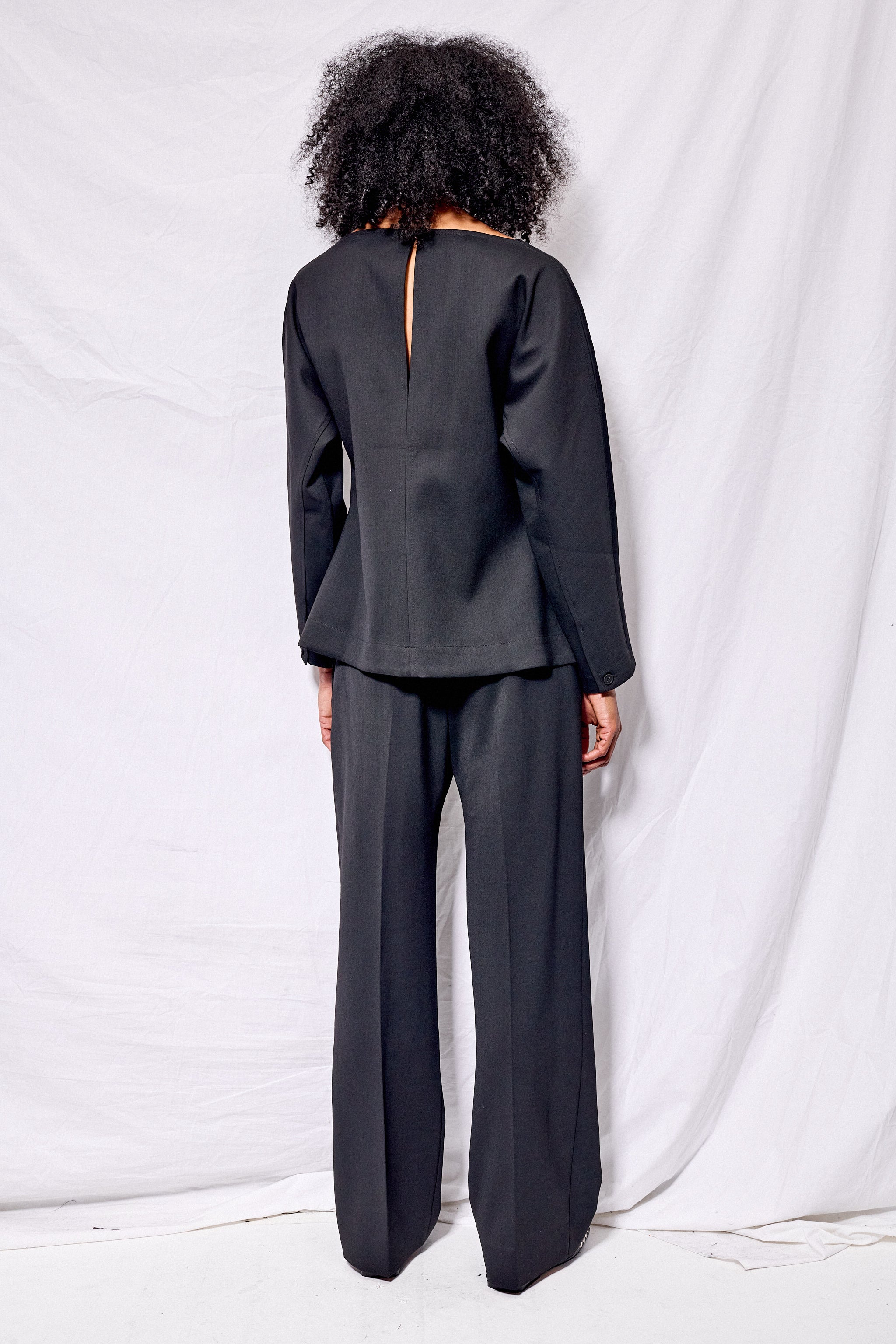 Black Caten Long Sleeve Top