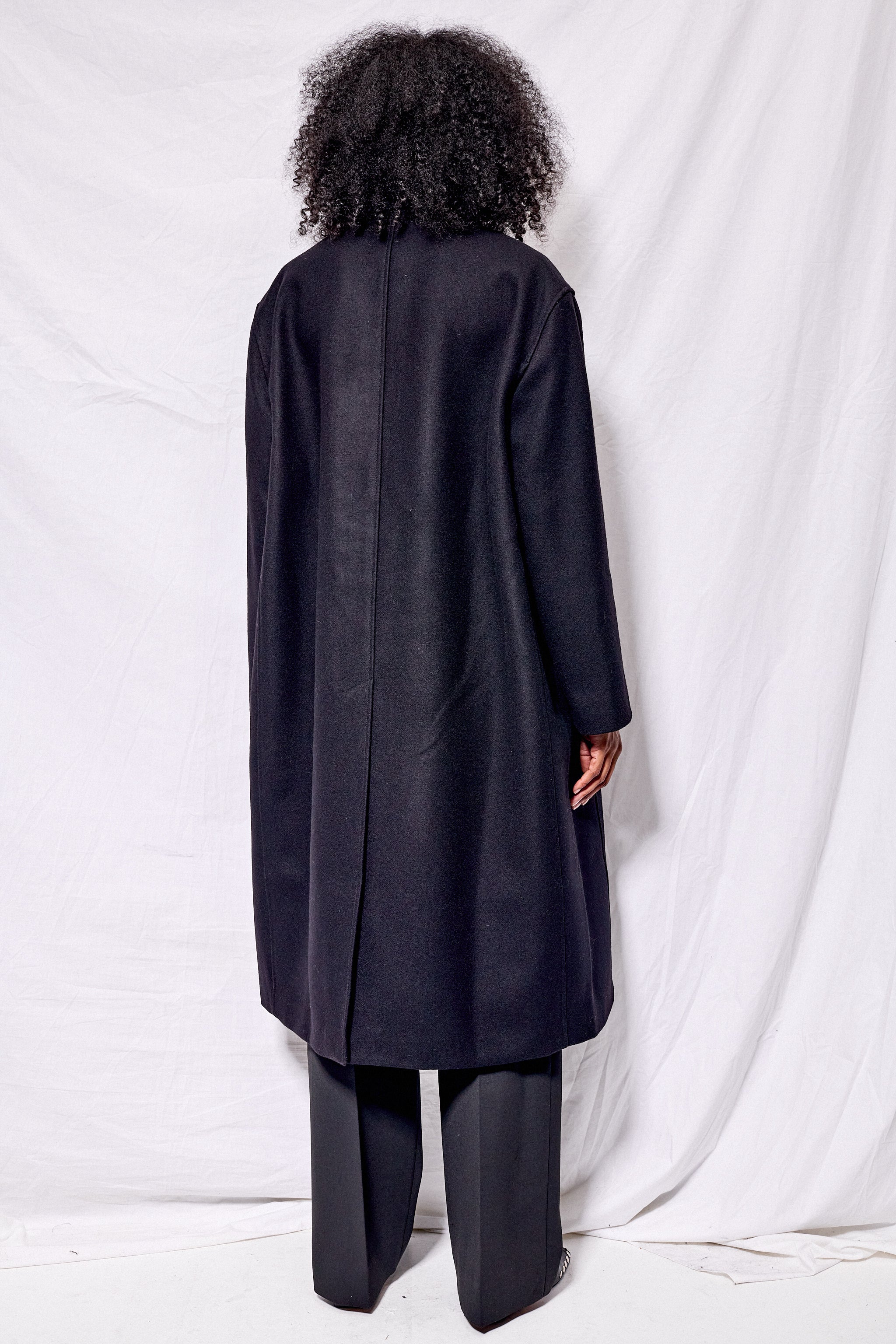 Black Ria Rounded Overcoat