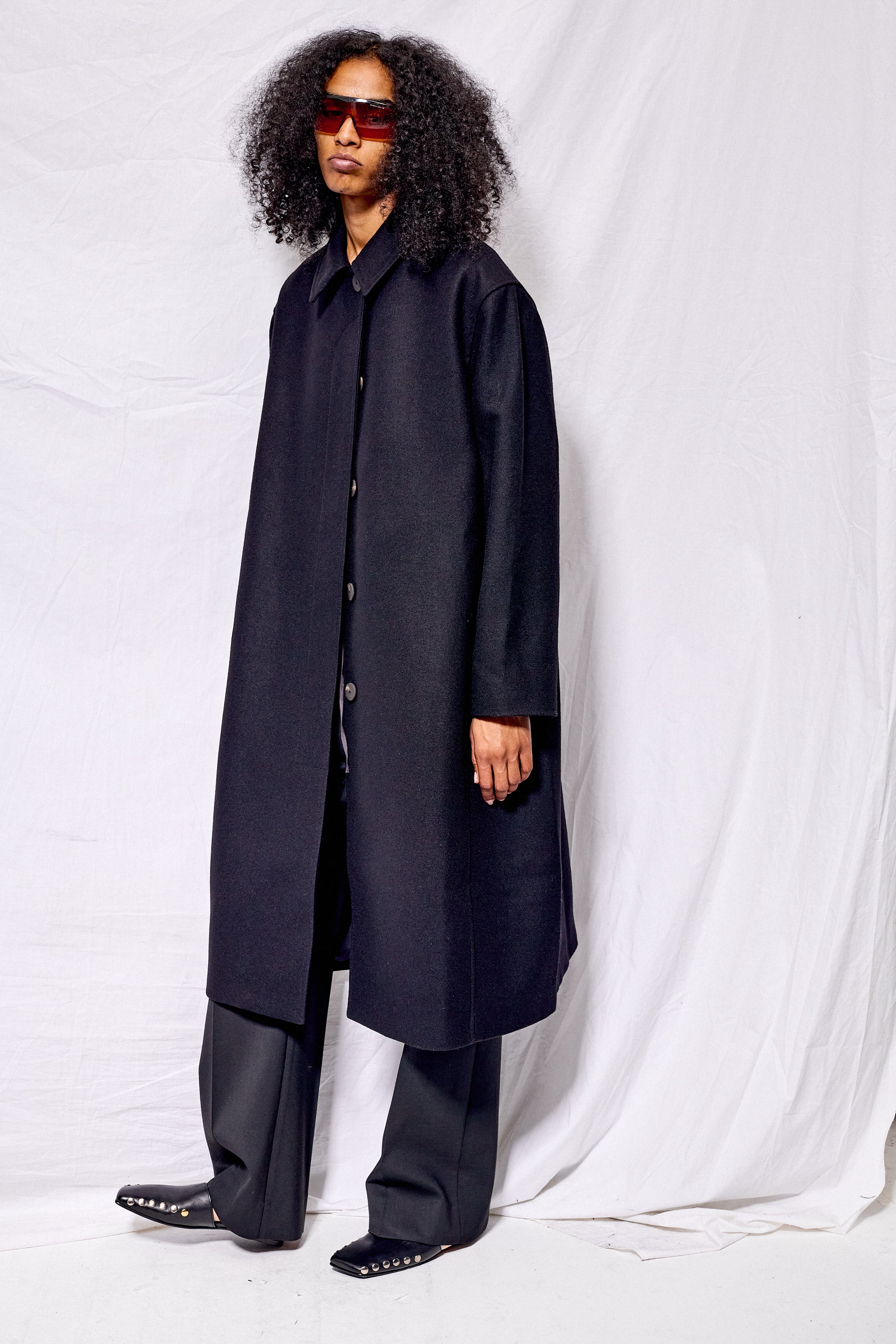 Black Ria Rounded Overcoat