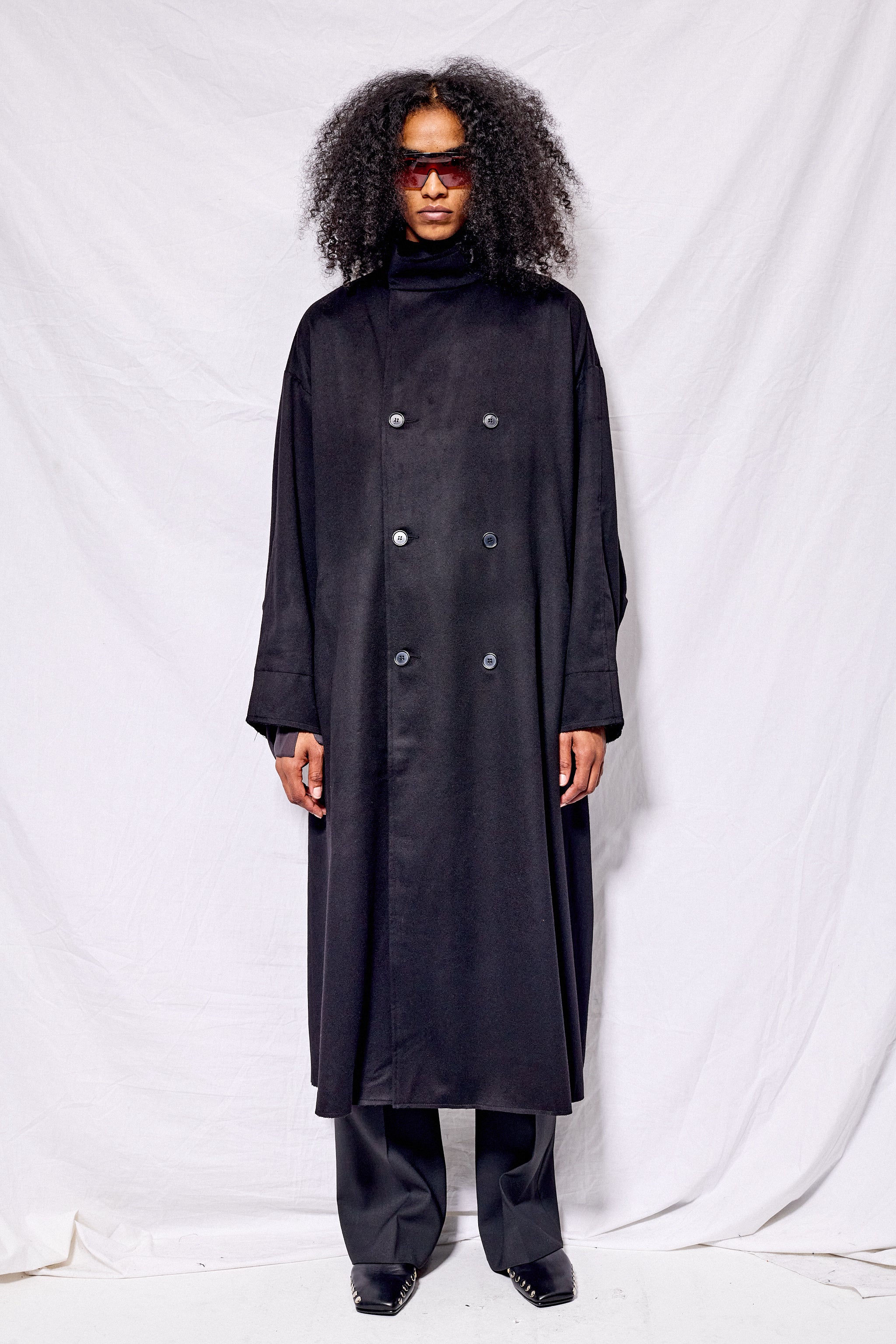No.65 Black Heavy Wool Oversized Coat