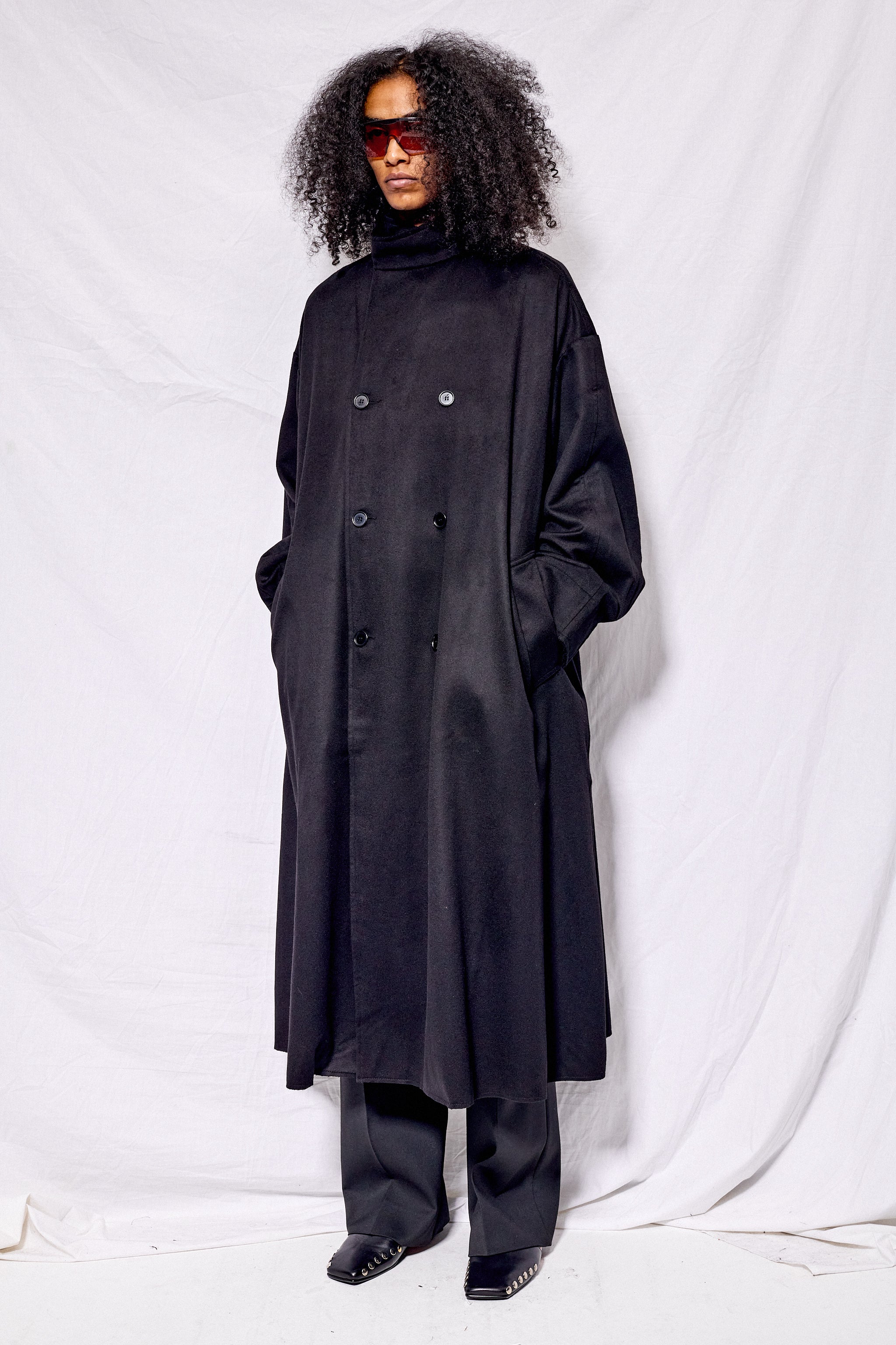 No.65 Black Heavy Wool Oversized Coat