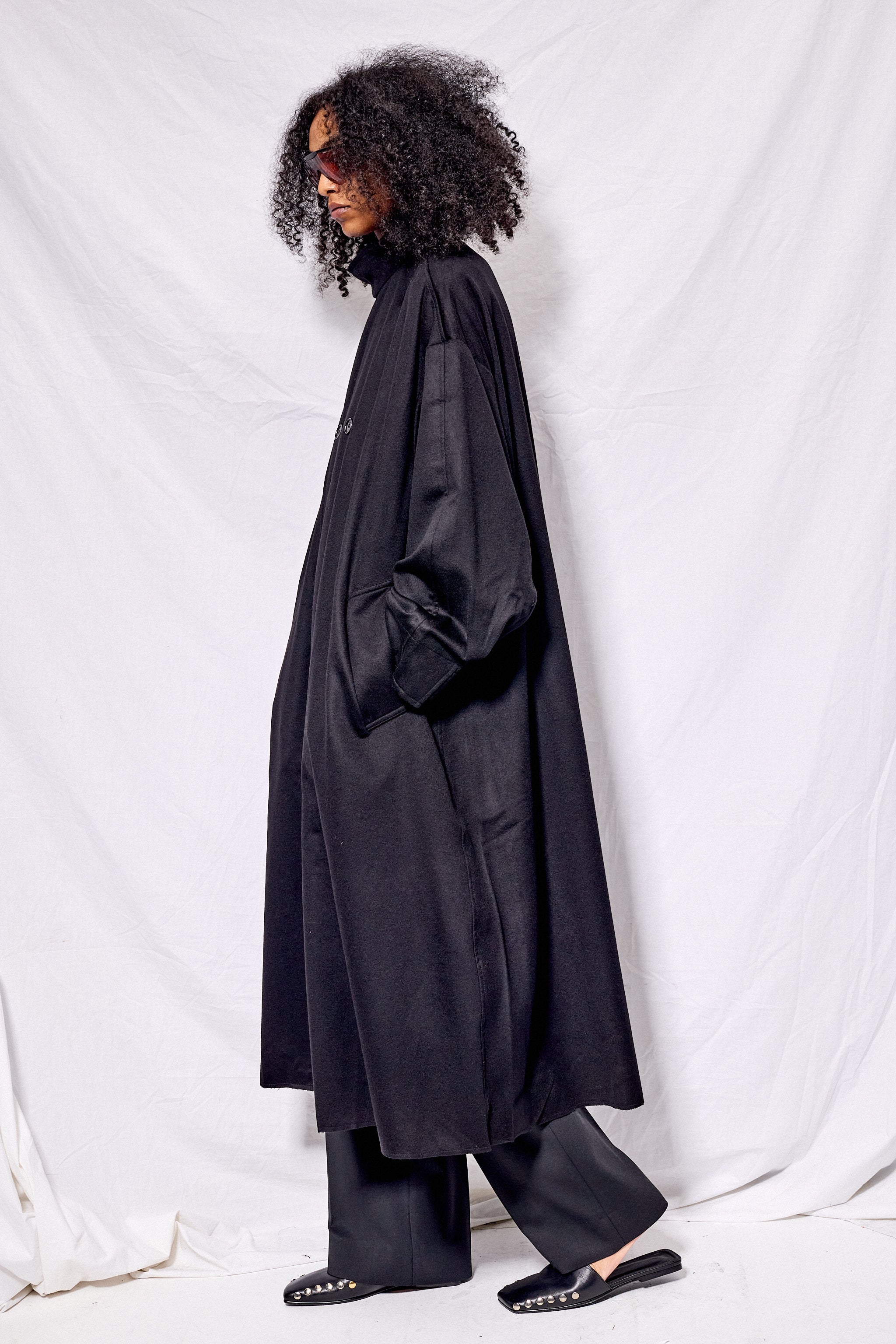 No.65 Black Heavy Wool Oversized Coat