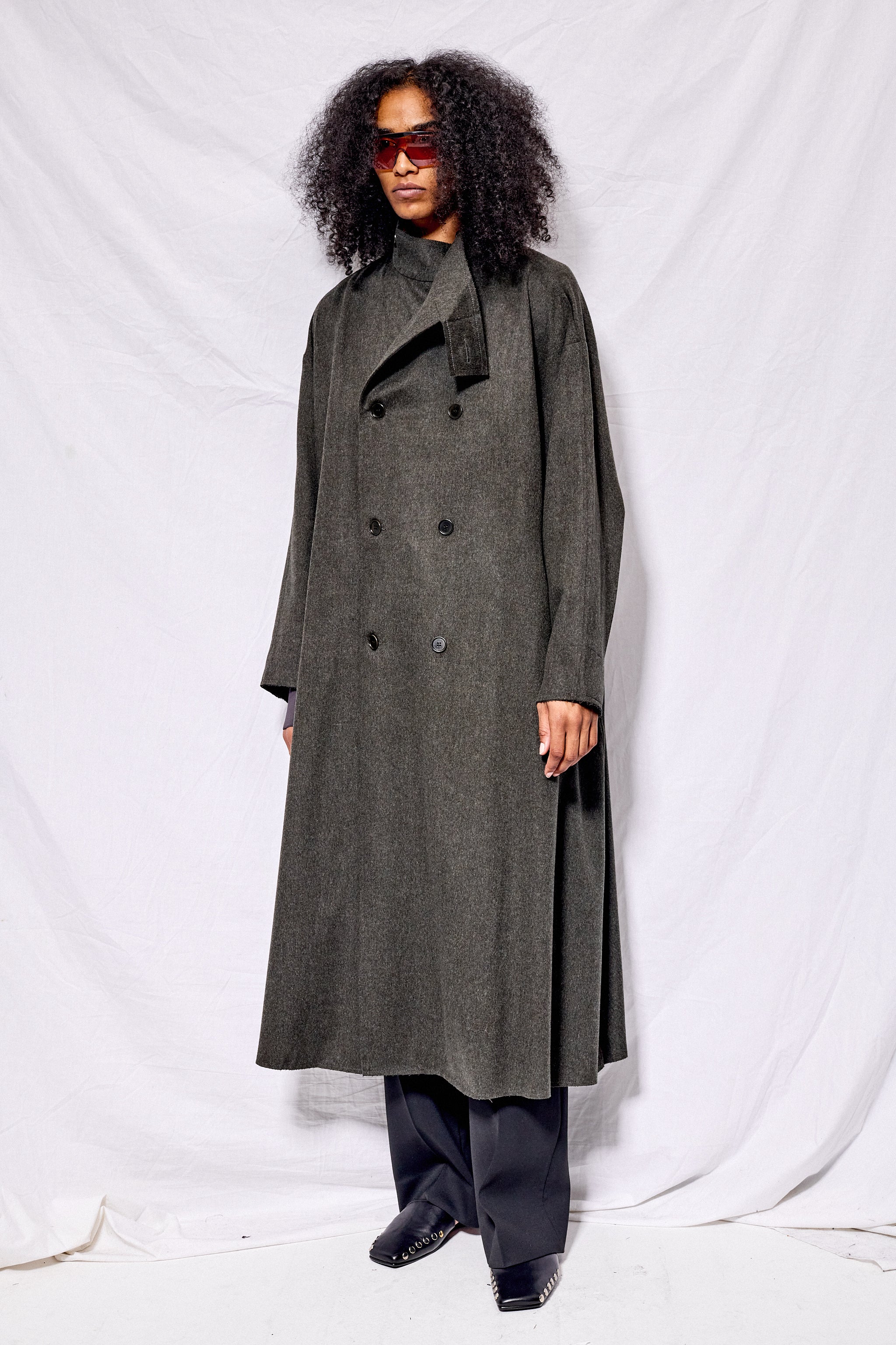 No.65 Green Heavy Wool Oversized Coat