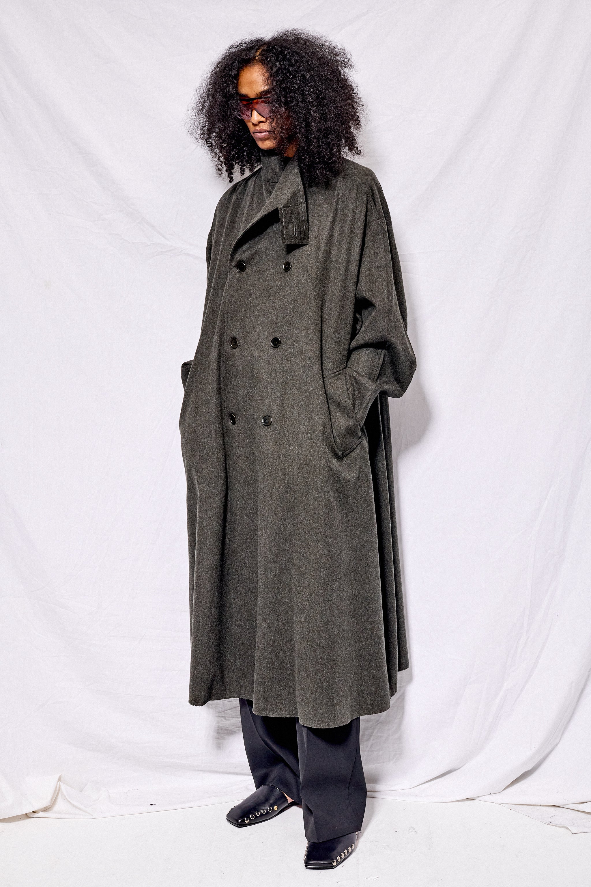 No.65 Green Heavy Wool Oversized Coat