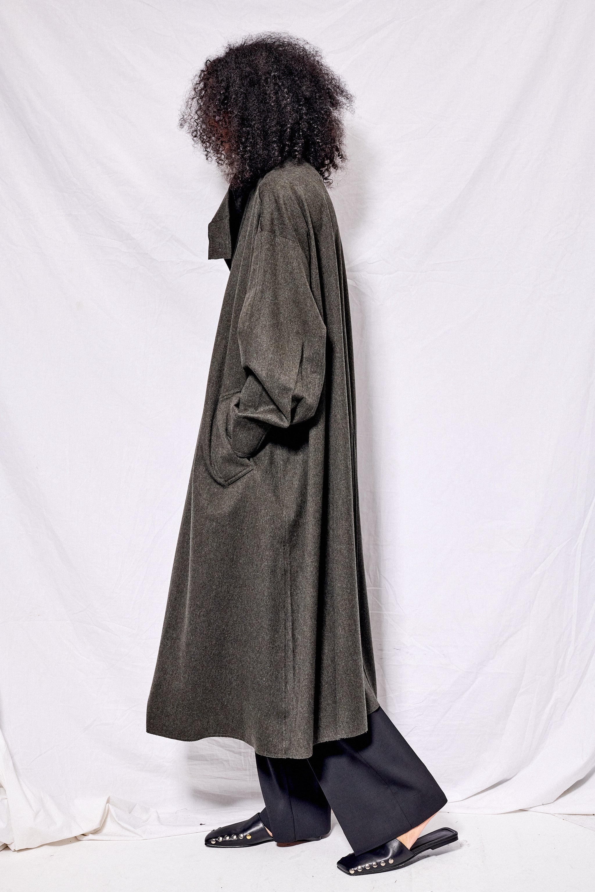 No.65 Green Heavy Wool Oversized Coat