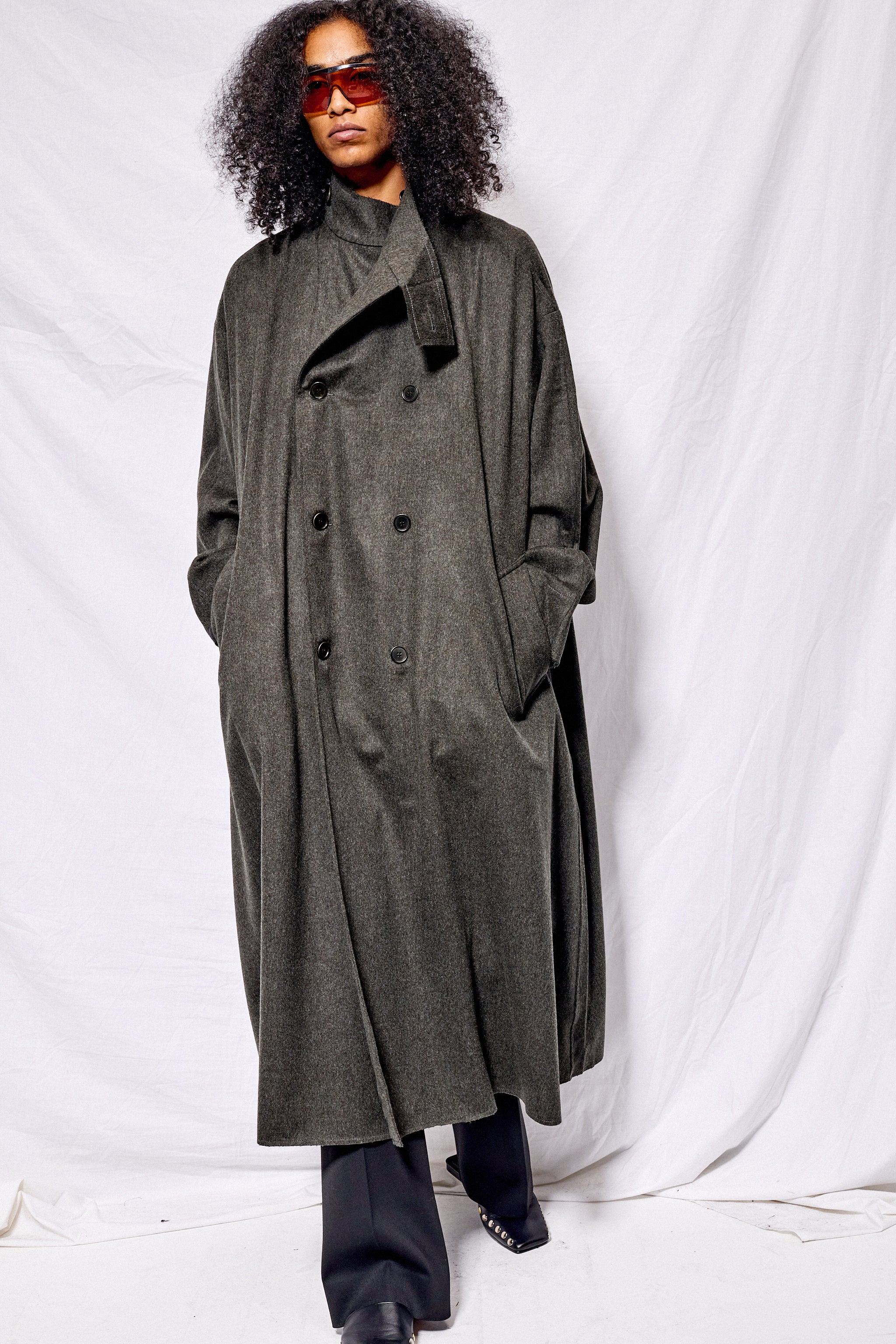 【GABRIELA COLL GARMENTS】 NO.65 別注Coat No.65 Green Heavy Wool Oversized Coat - Gabriela Coll Garments