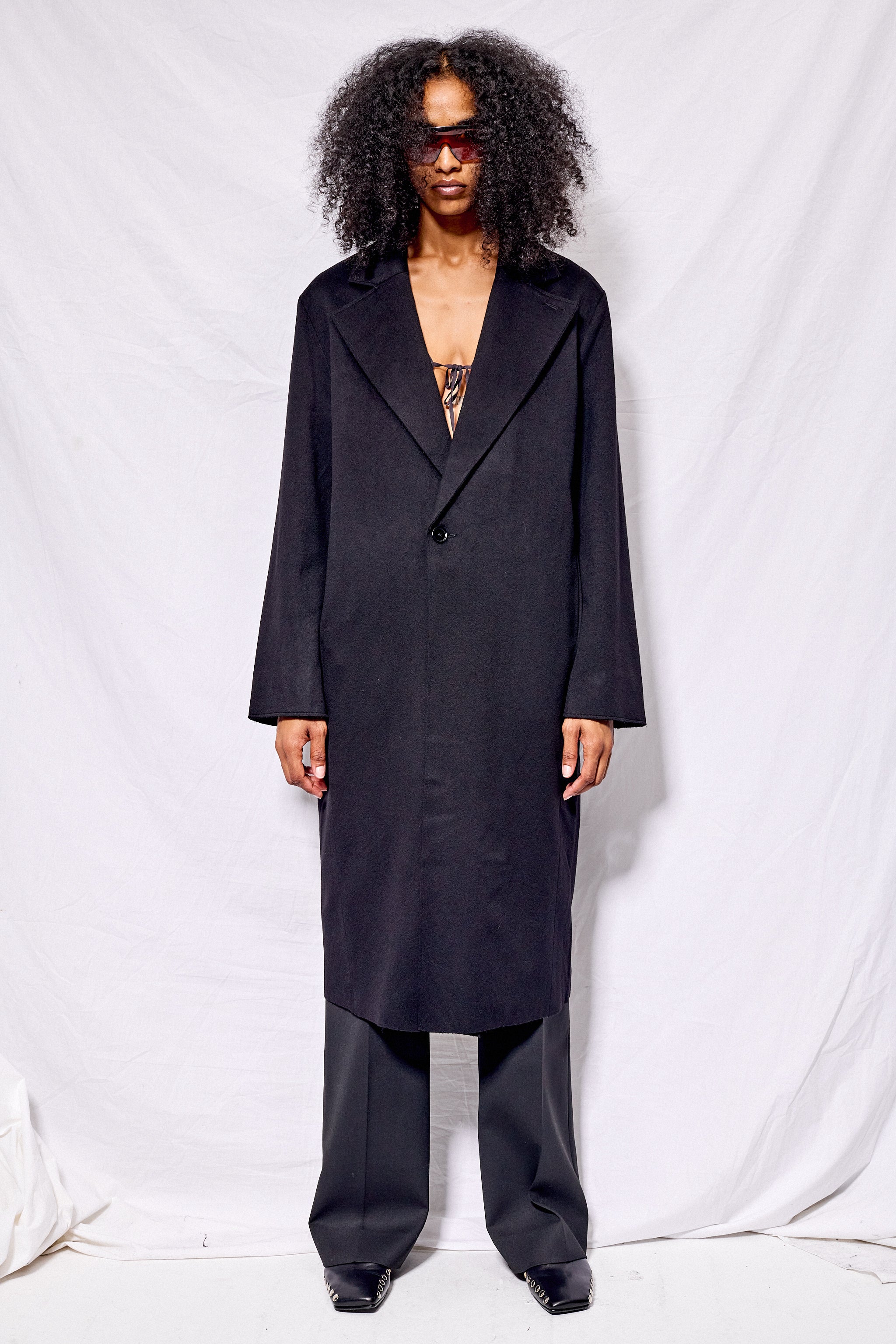 No.175 Black Heavy Wool Two Button Coat