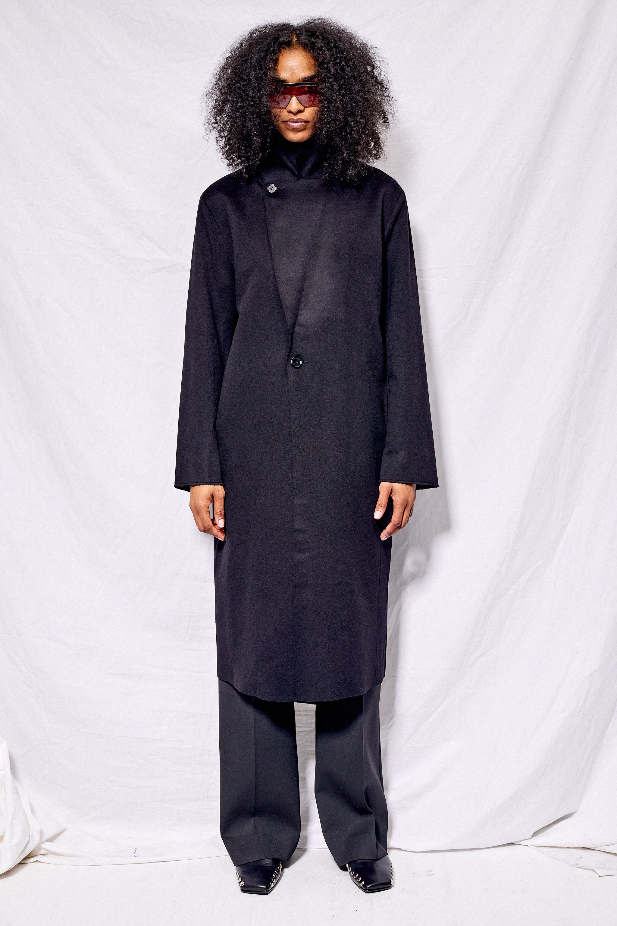 No.175 Black Heavy Wool Two Button Coat