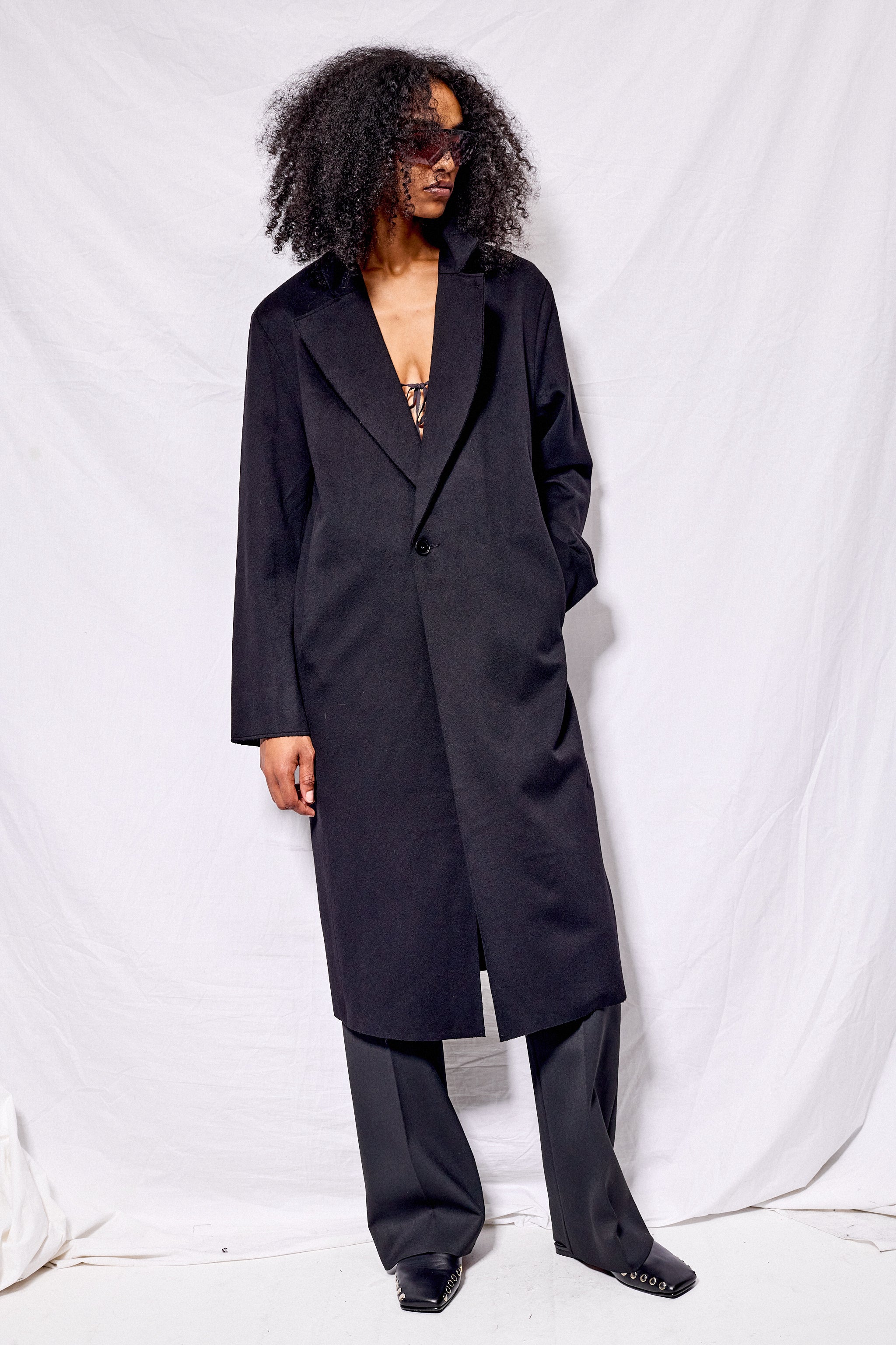 No.175 Black Heavy Wool Two Button Coat