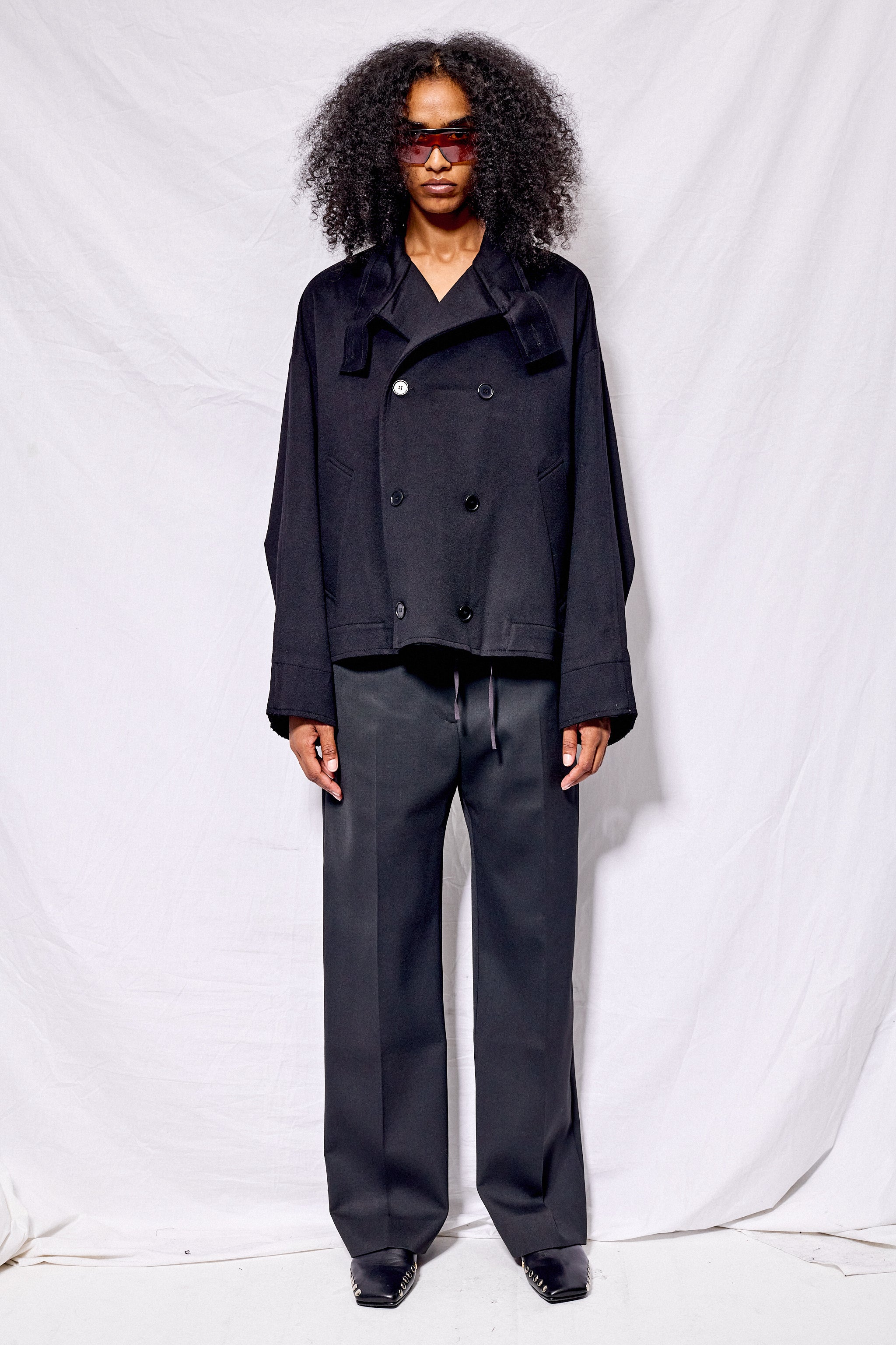 No.286 Black Heavy Wool Cropped Oversized Jacket