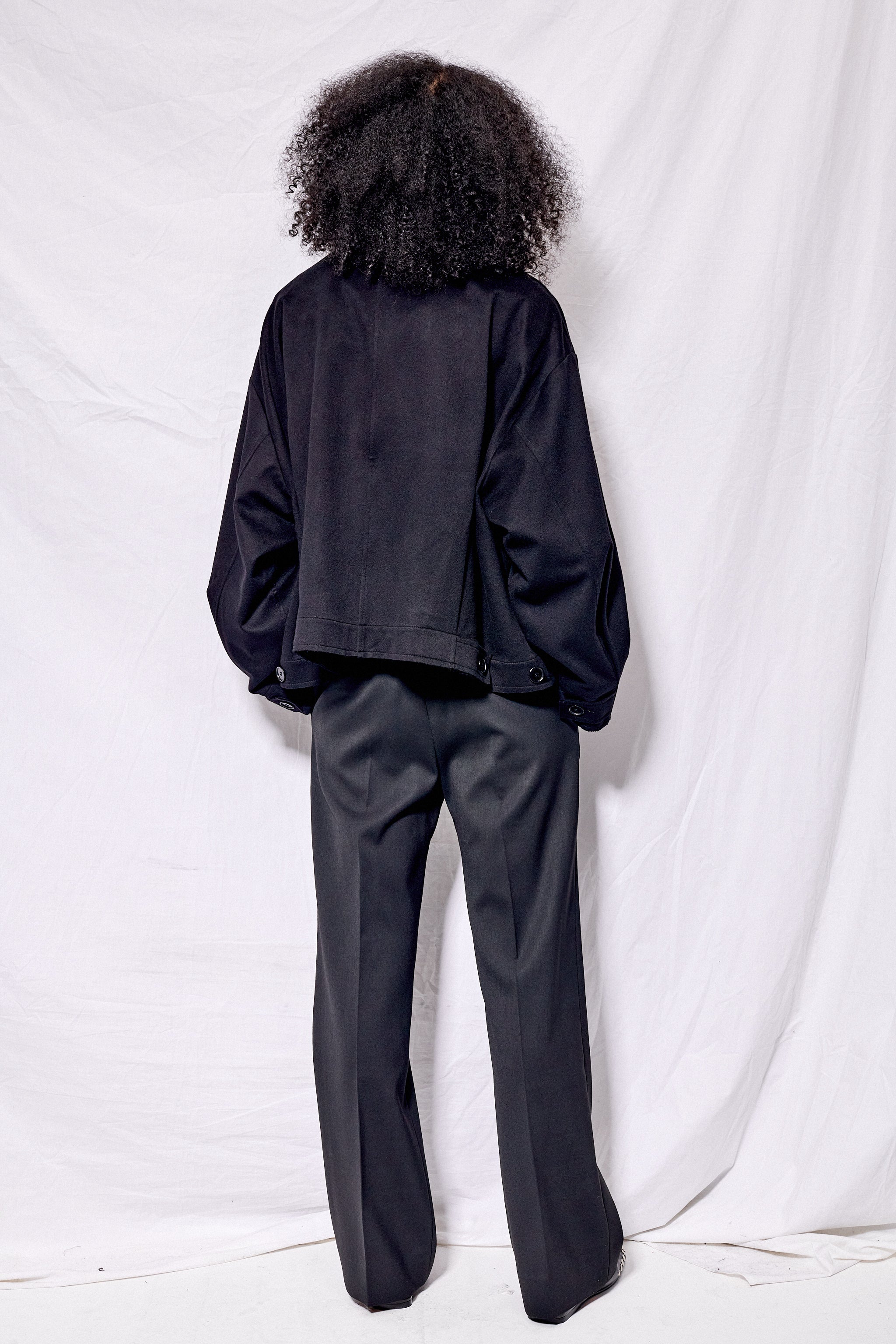 No.286 Black Heavy Wool Cropped Oversized Jacket