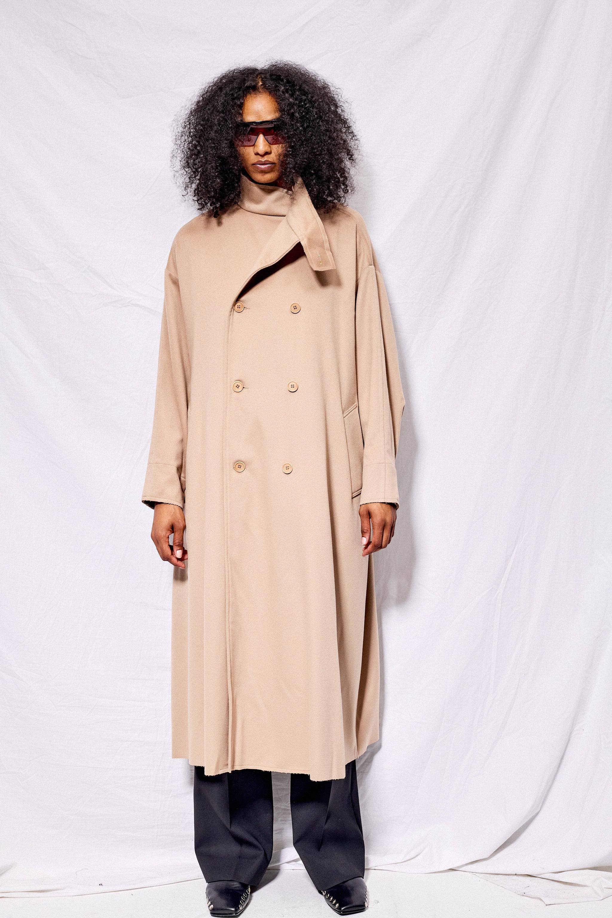 No.65 Beige Oversized Double Breasted Coat
