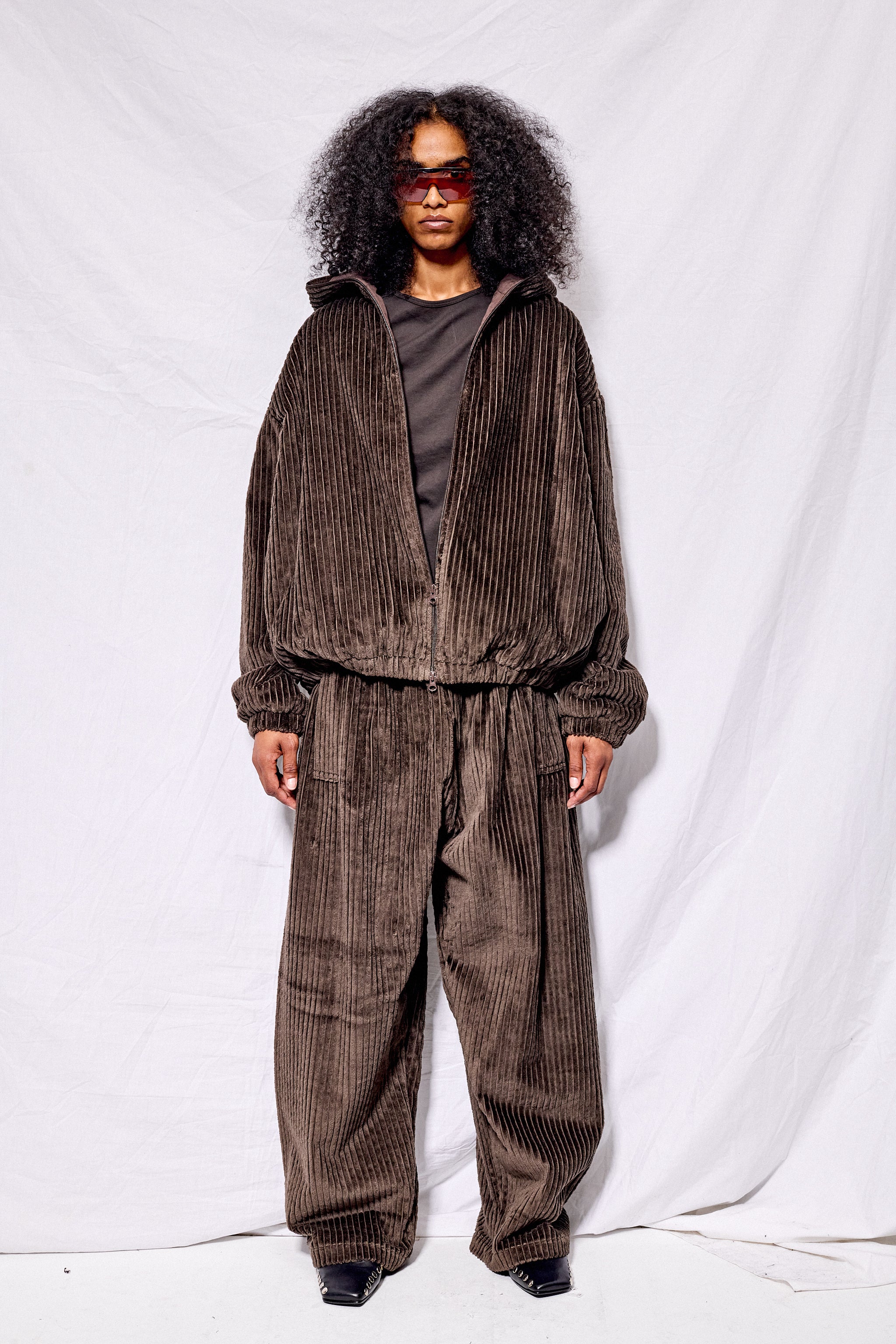 No.216 Brown Corduroy Puffer Zipper Jacket - Gabriela Coll