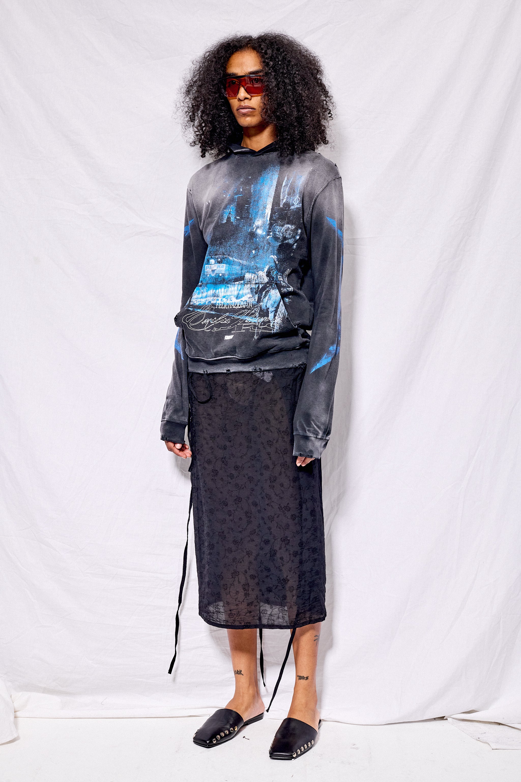 Black Emilia Paranoia Shrunken Hoodie T-Shirt