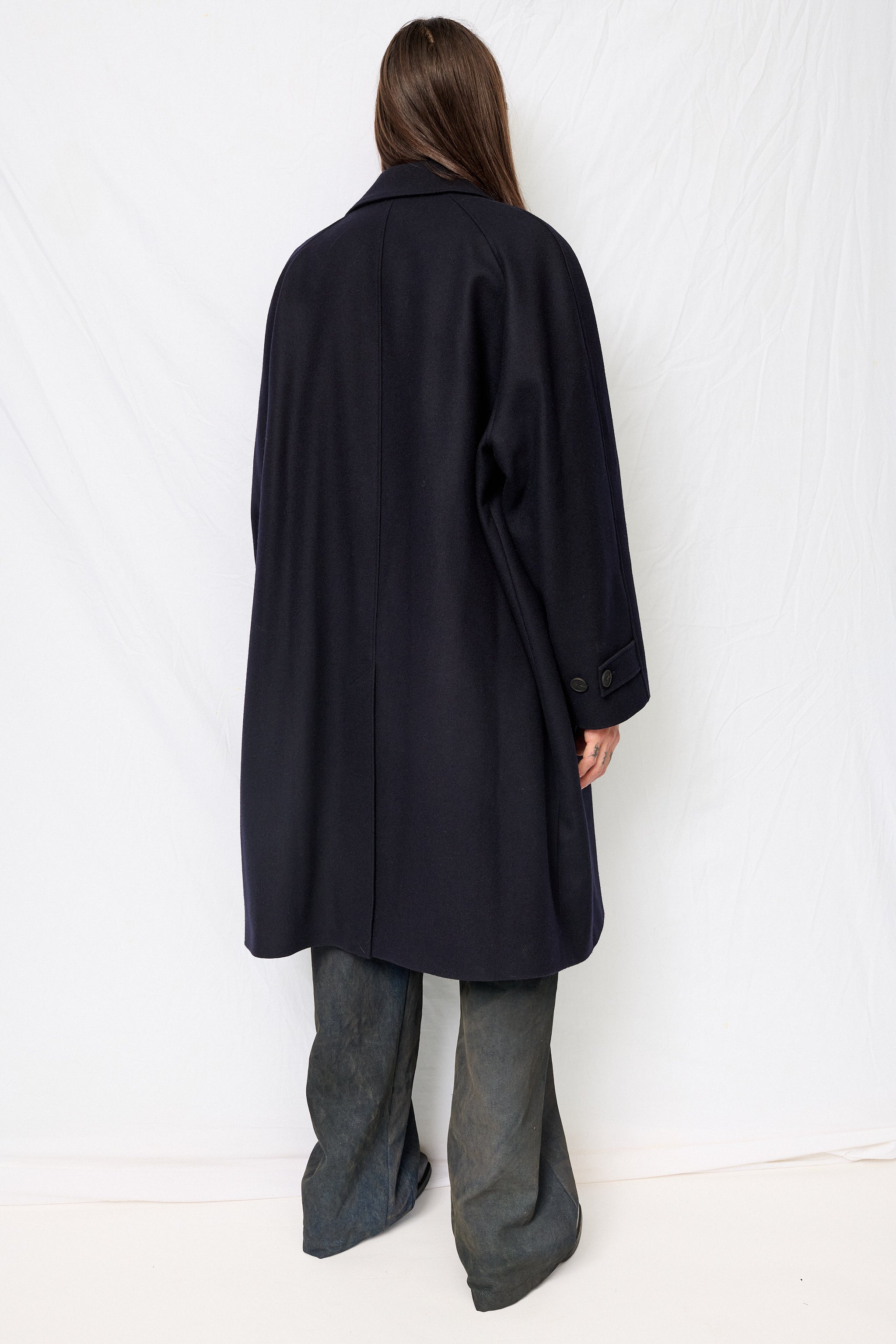 Dark Navy Cabo Raglan Wool Coat