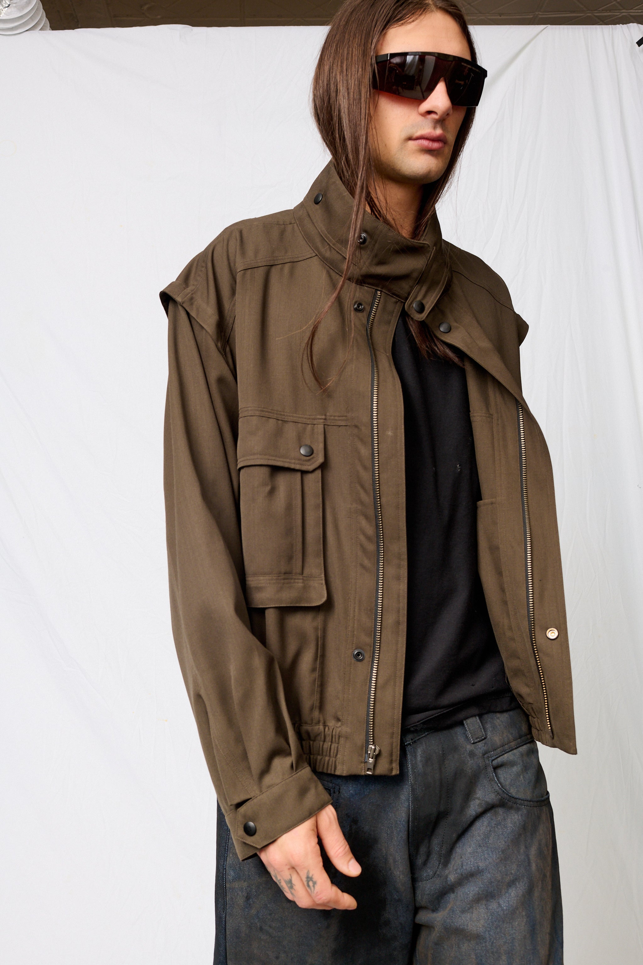 Brown Suiting Military Jacket