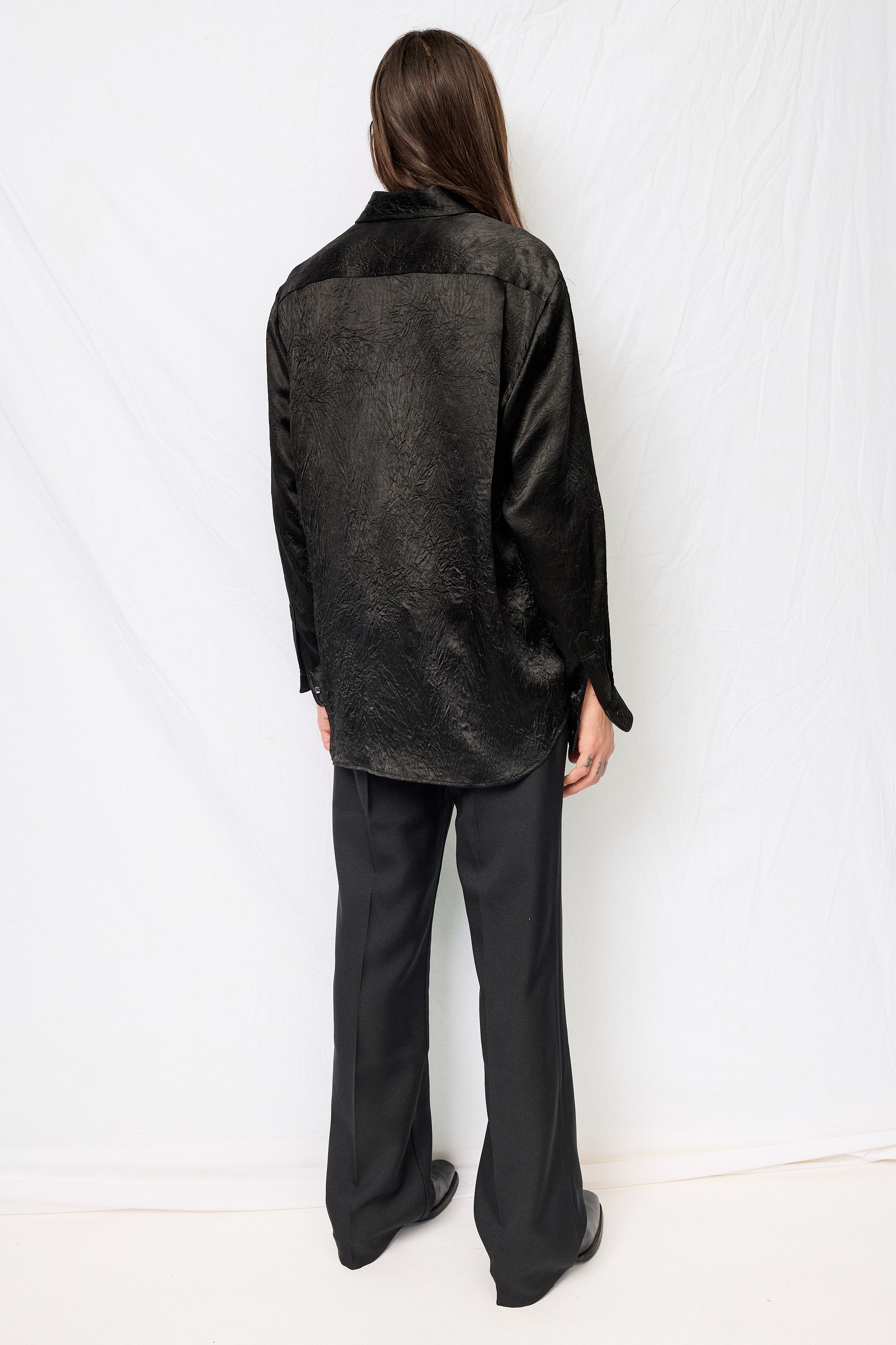 Black Wrinkled Acetate Classic Shirt