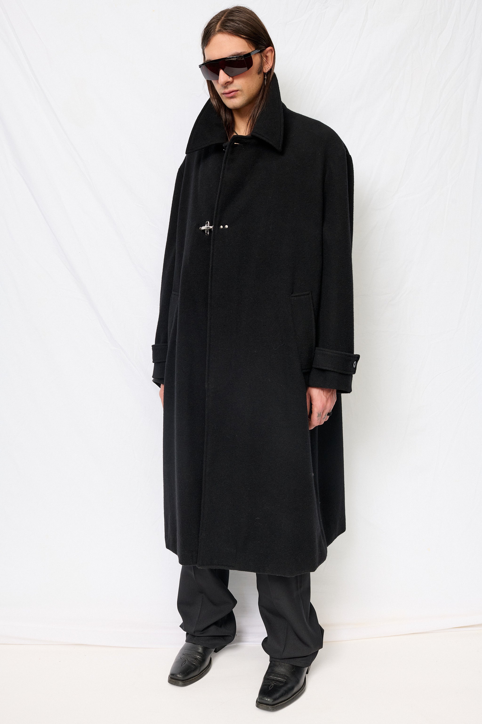 Black Wool Fireman Overcoat