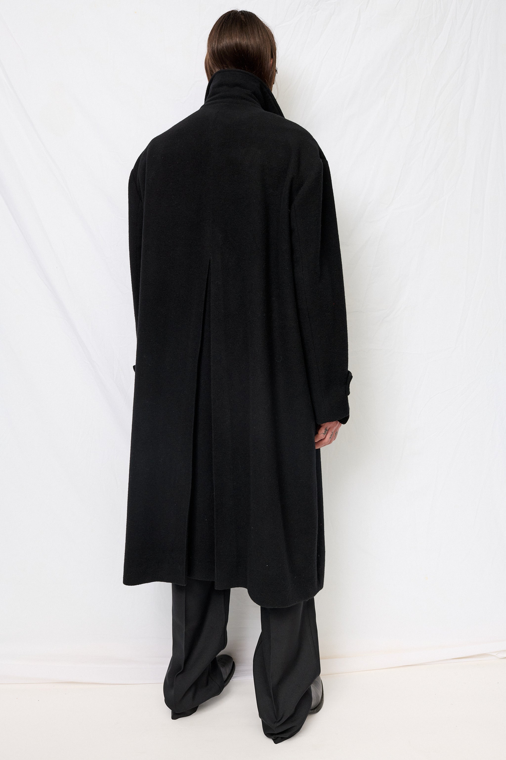 Black Wool Fireman Overcoat
