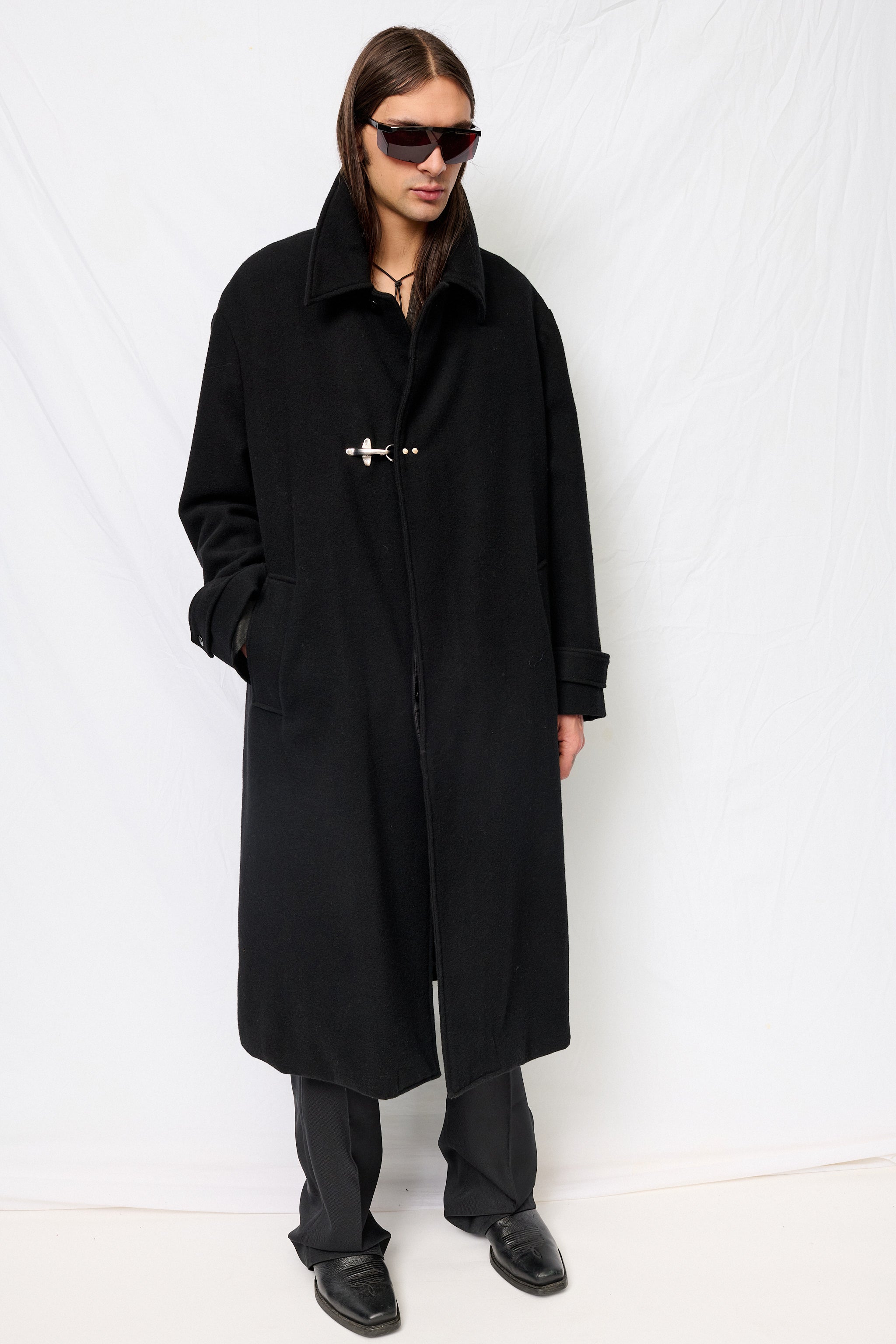Black Wool Fireman Overcoat