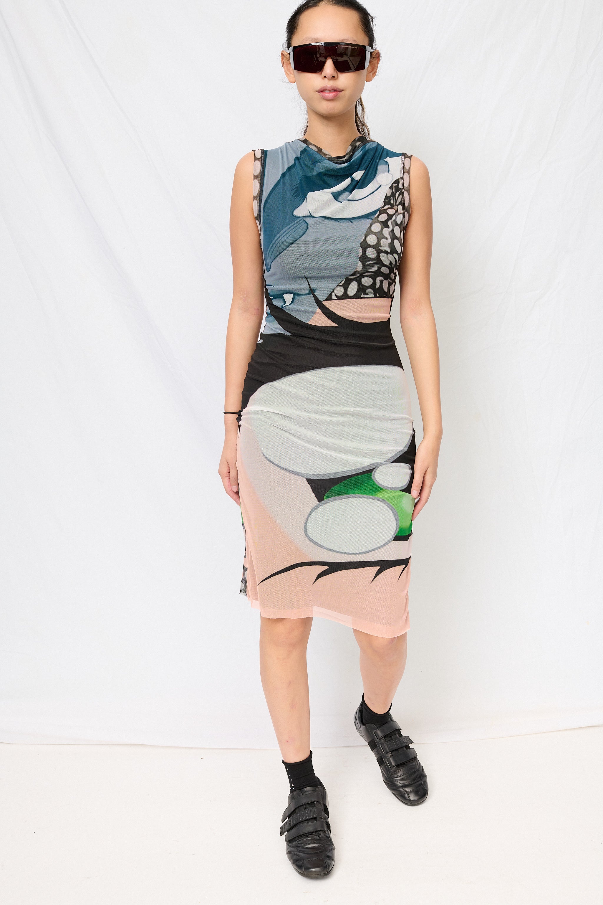 Julien Ceccaldi Print Mesh Pencil Dress