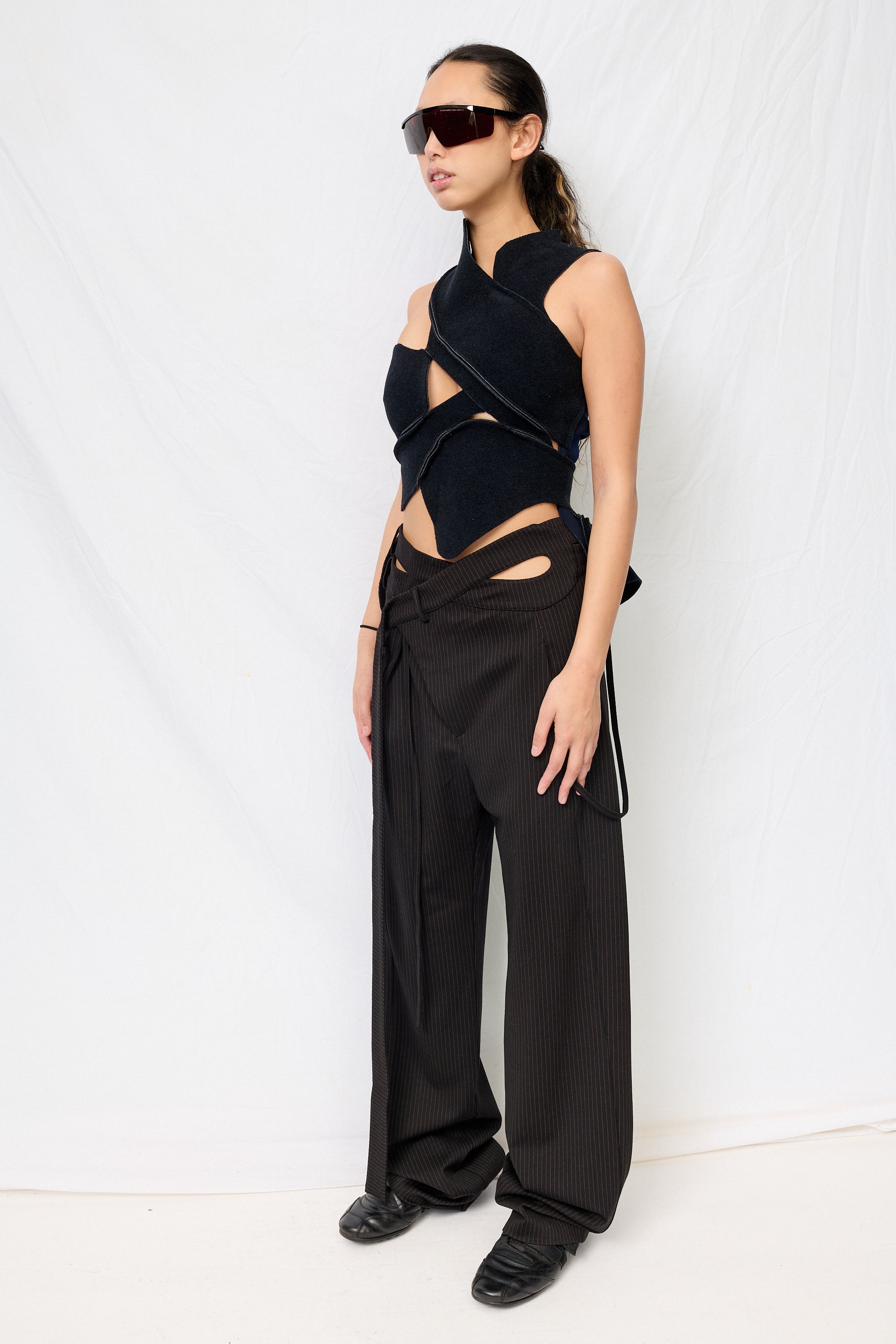 Dark Navy Felted Scuba Cut Out Top