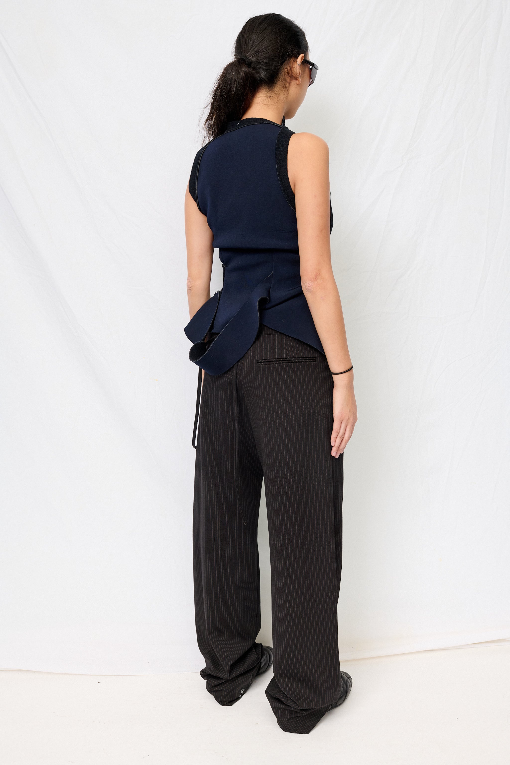 Dark Navy Felted Scuba Cut Out Top