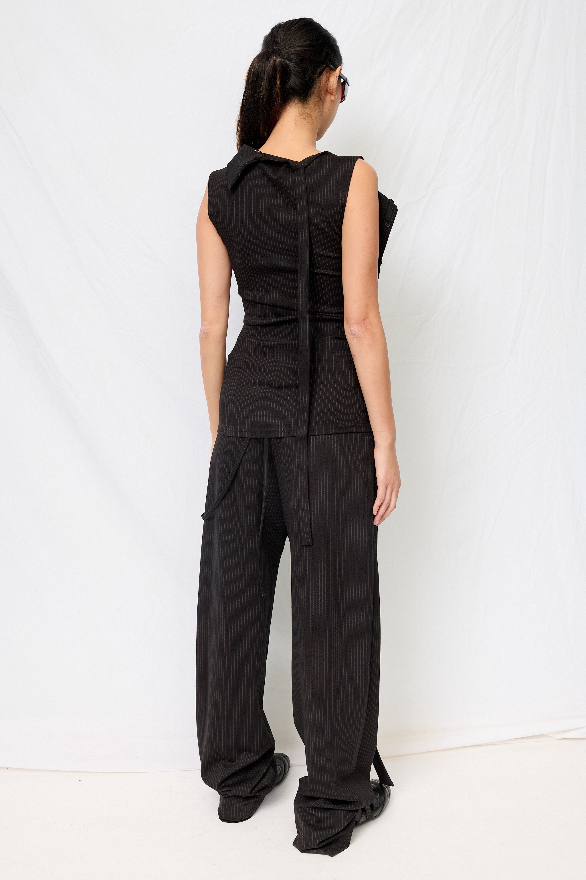 Black Pinstripe Ada Top