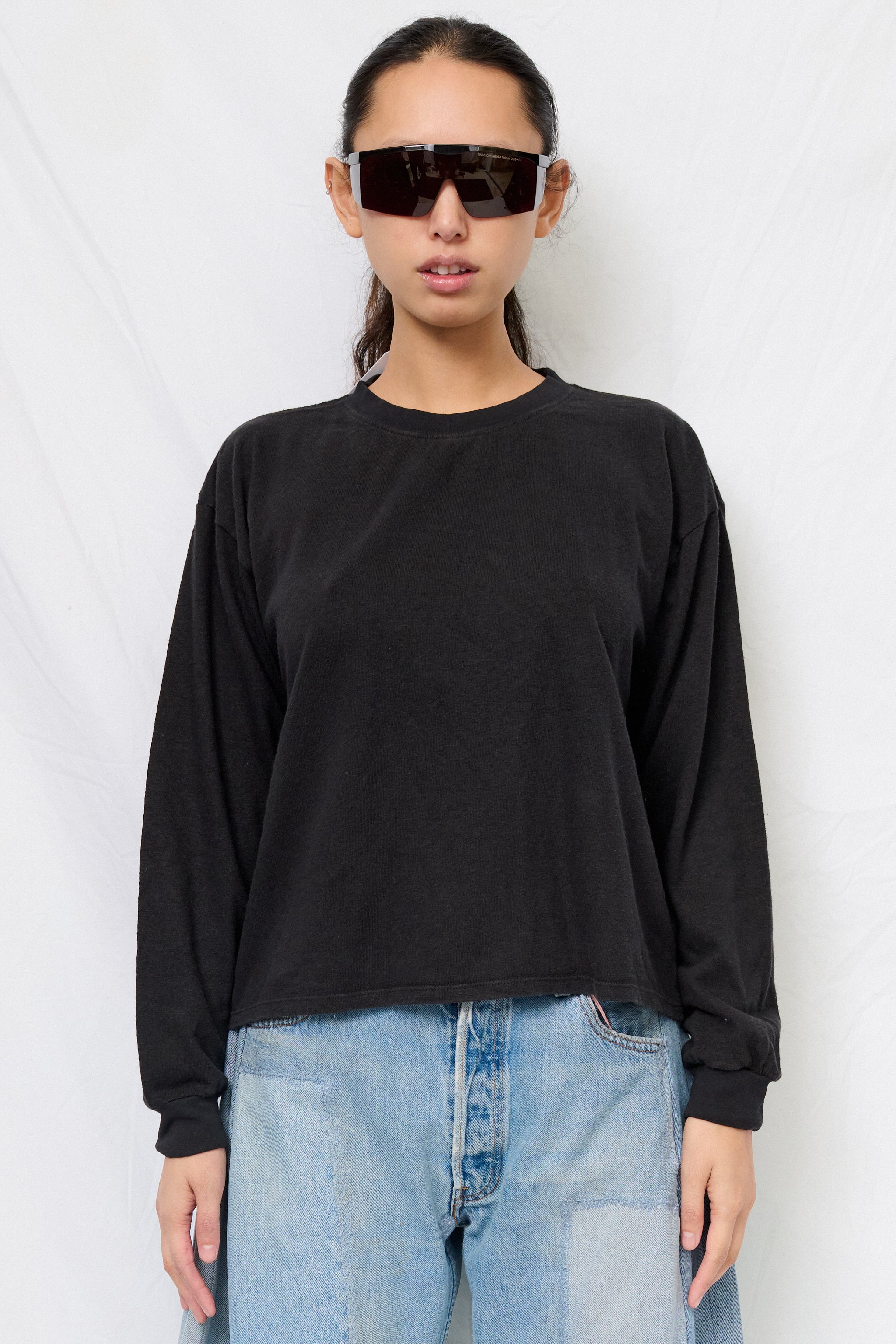 Black Cropped Long Sleeve Tee - Jungmaven – Assembly New York