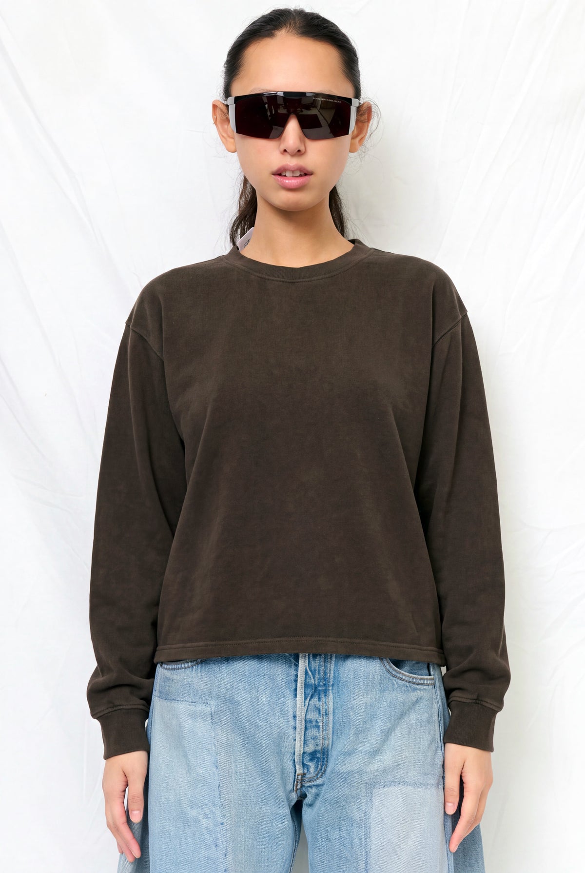 Coffee Bean Cropped Long Sleeve Tee