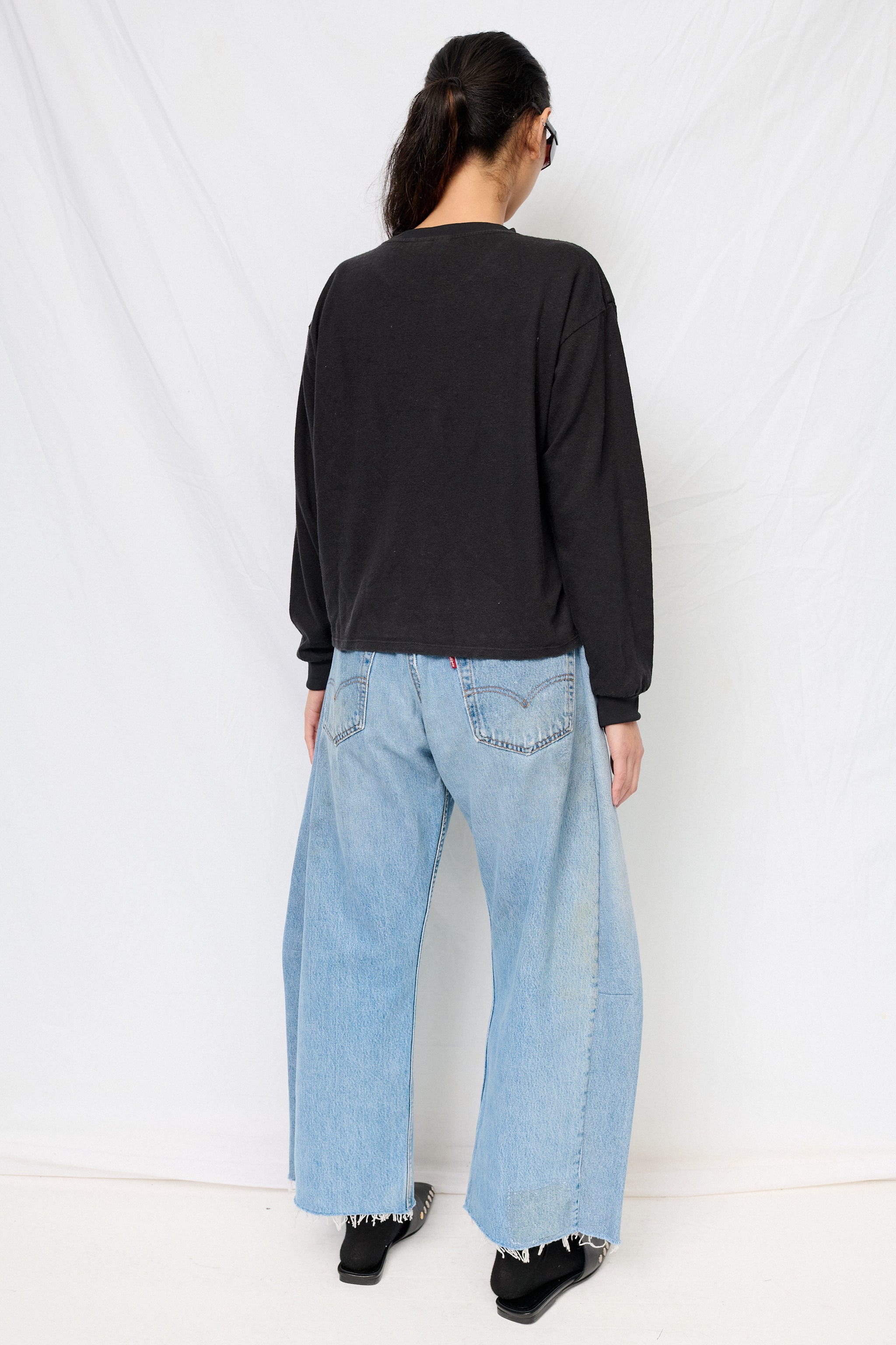 Black Cropped Long Sleeve Tee