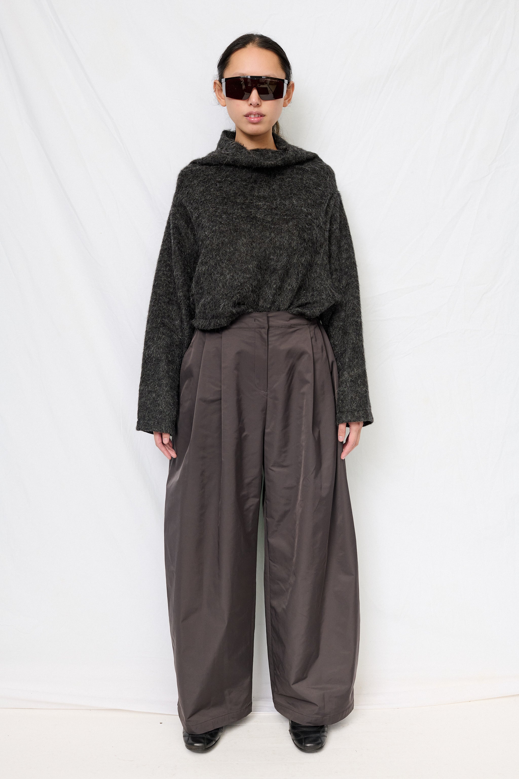 Charcoal Two Tuck Balloon Pants